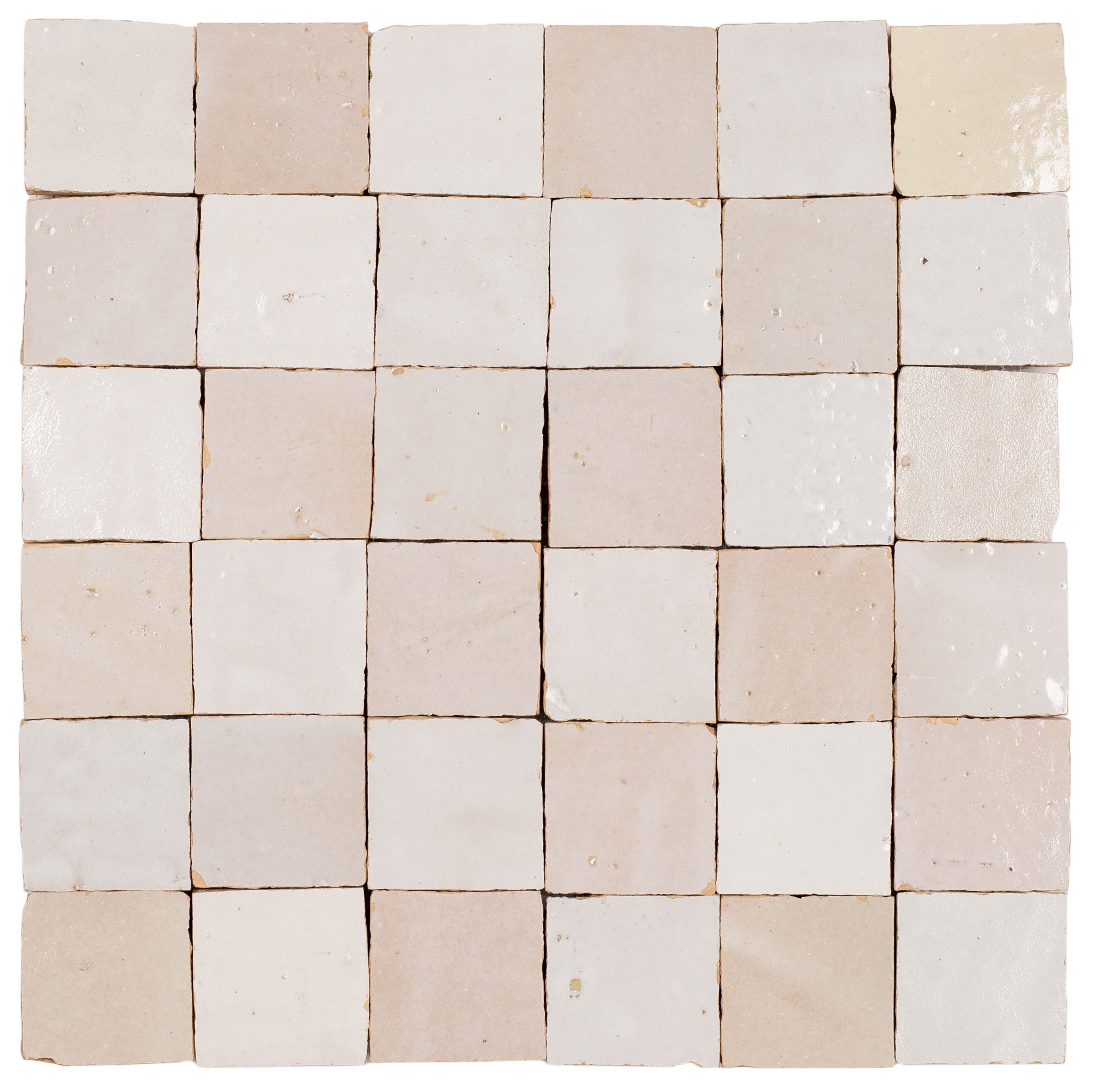 White & Ecru Checkerboard Zellige Sample showcasing ceramic tile squares from the SAMPLES ONLY collection by Reno Source.