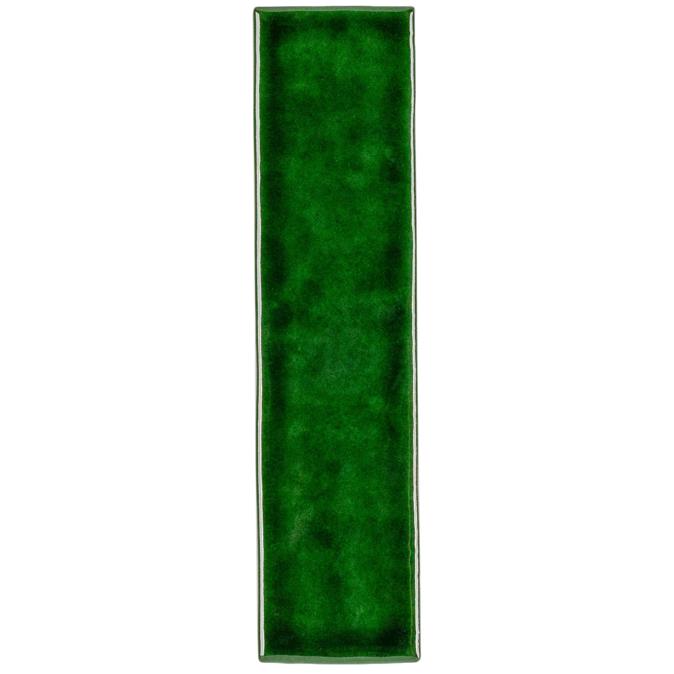 Emerald 2x8 Glossy Ceramic Tile Sample in vibrant green from Ceramic collection, globally sourced for your imagination