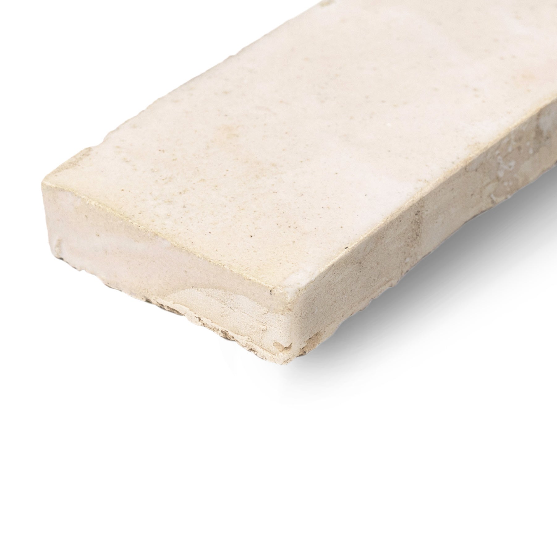 Ecru Glazed Zellige Plinth showing beige terrazzo ceramic tile with warm honey and cream hues from Small Format Tiles collection