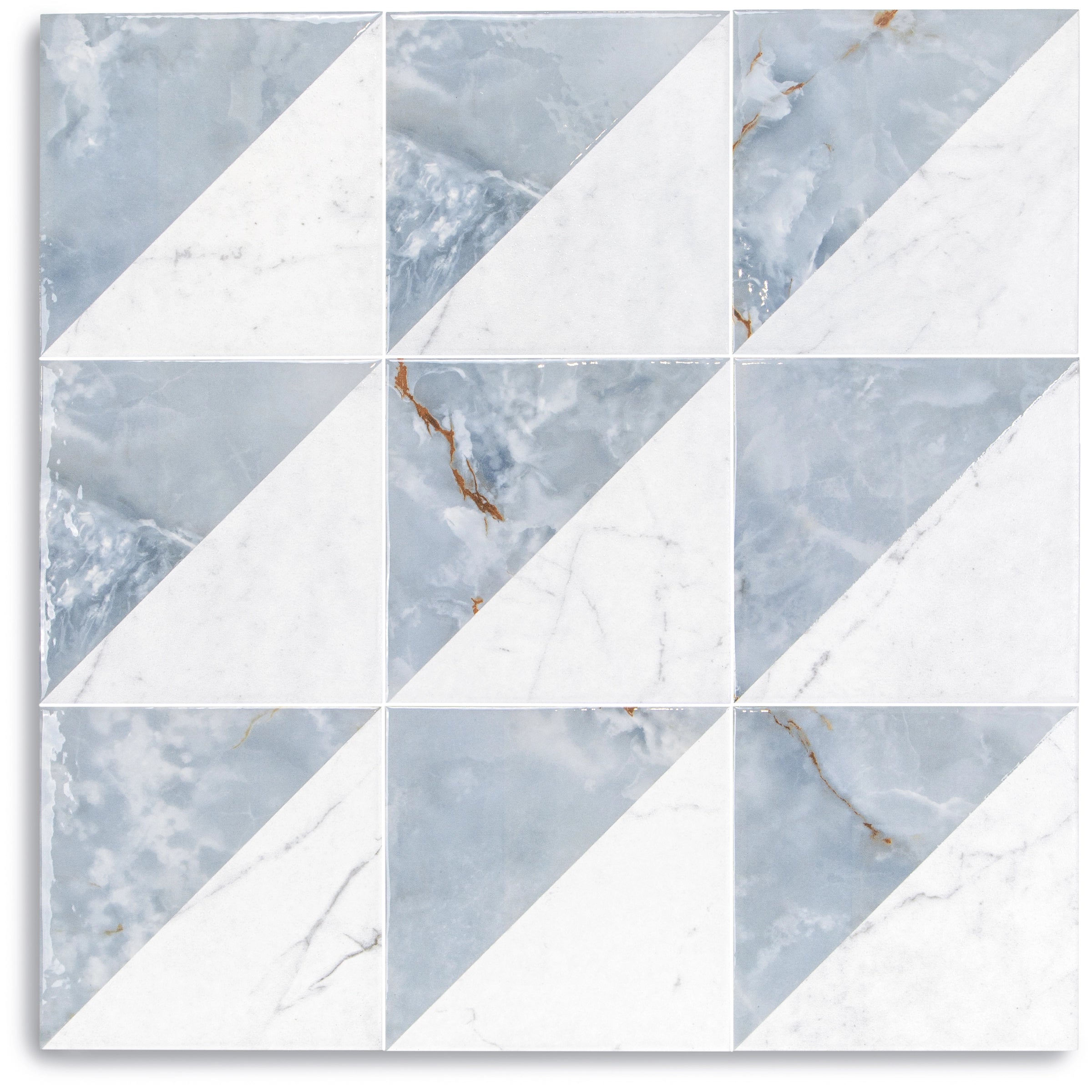 Terrazza Marble Look Matte Porcelain Tile in blue and white tones from Villa Porcelain Tiles Small Format Tiles