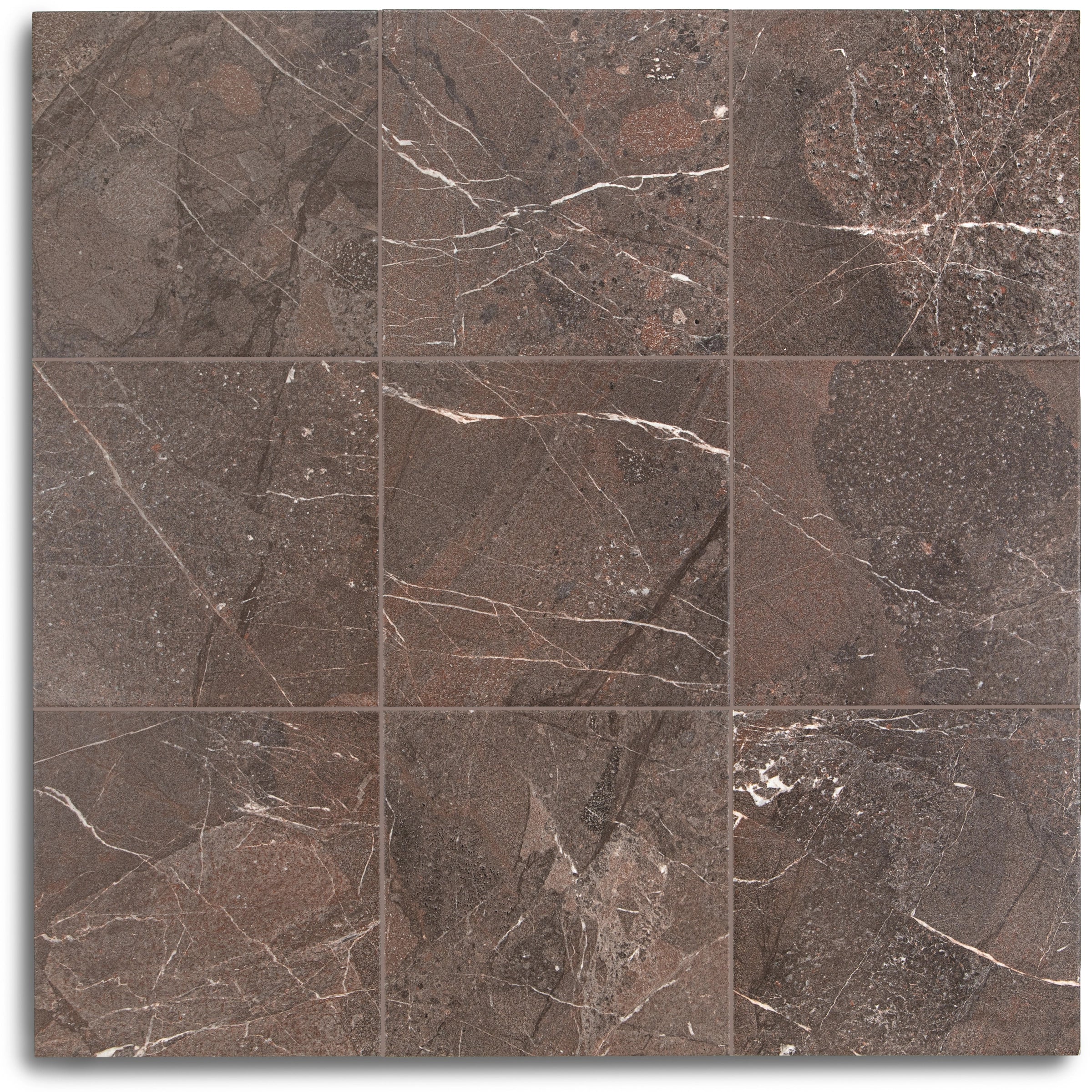 Villa Marble Look Matte Porcelain Tile in brown and burgundy tones from Small Format Tiles Porcelain New Arrivals collection