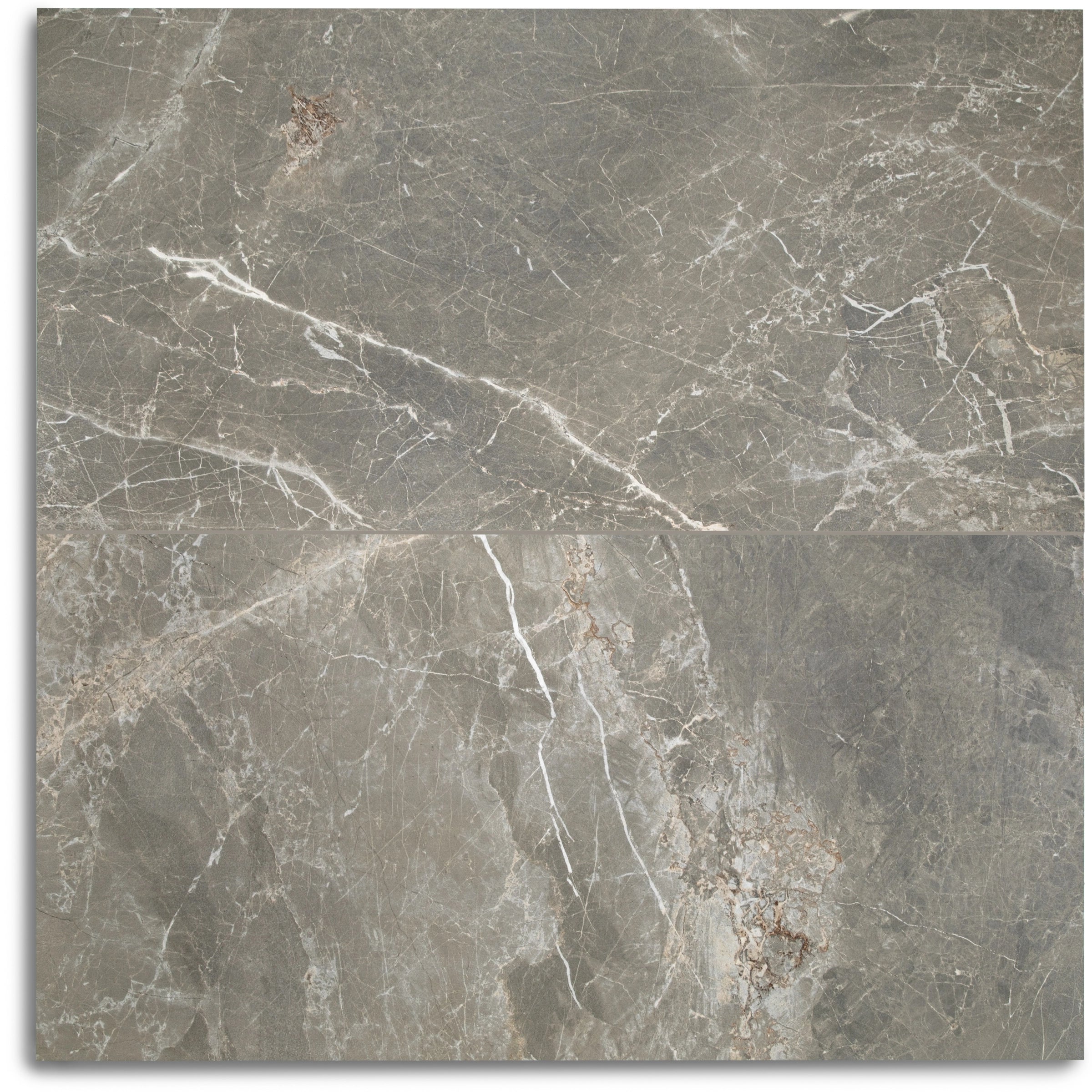 Fior de Bosco Marble Look Porcelain Tile in gray with taupe tones, white veining from Large Format and Marble Editions Porcelain Tile collections