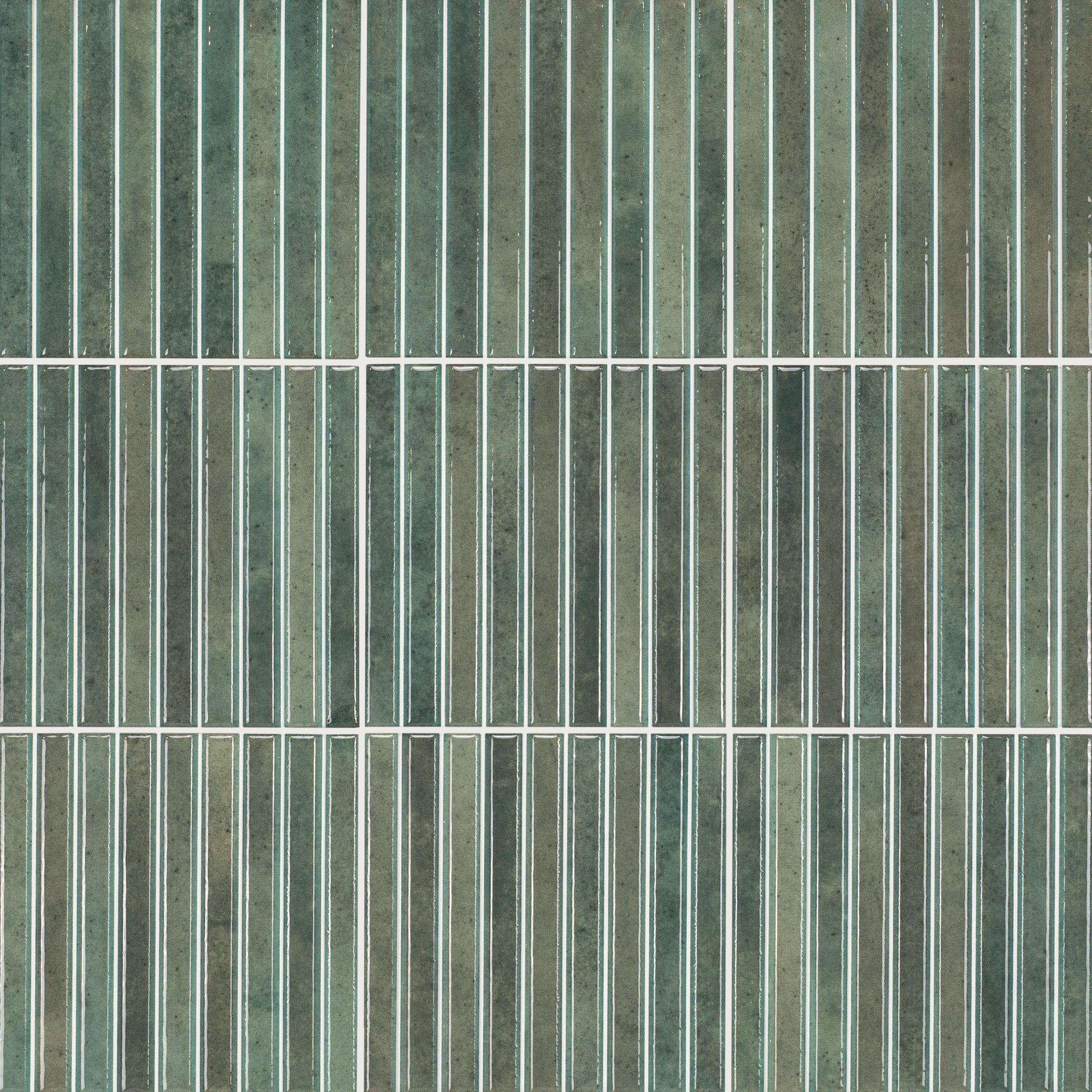 Shallow Glossy Porcelain Tile in green with recessed striped pattern from Small Format Tiles, Porcelain, New Arrivals collections
