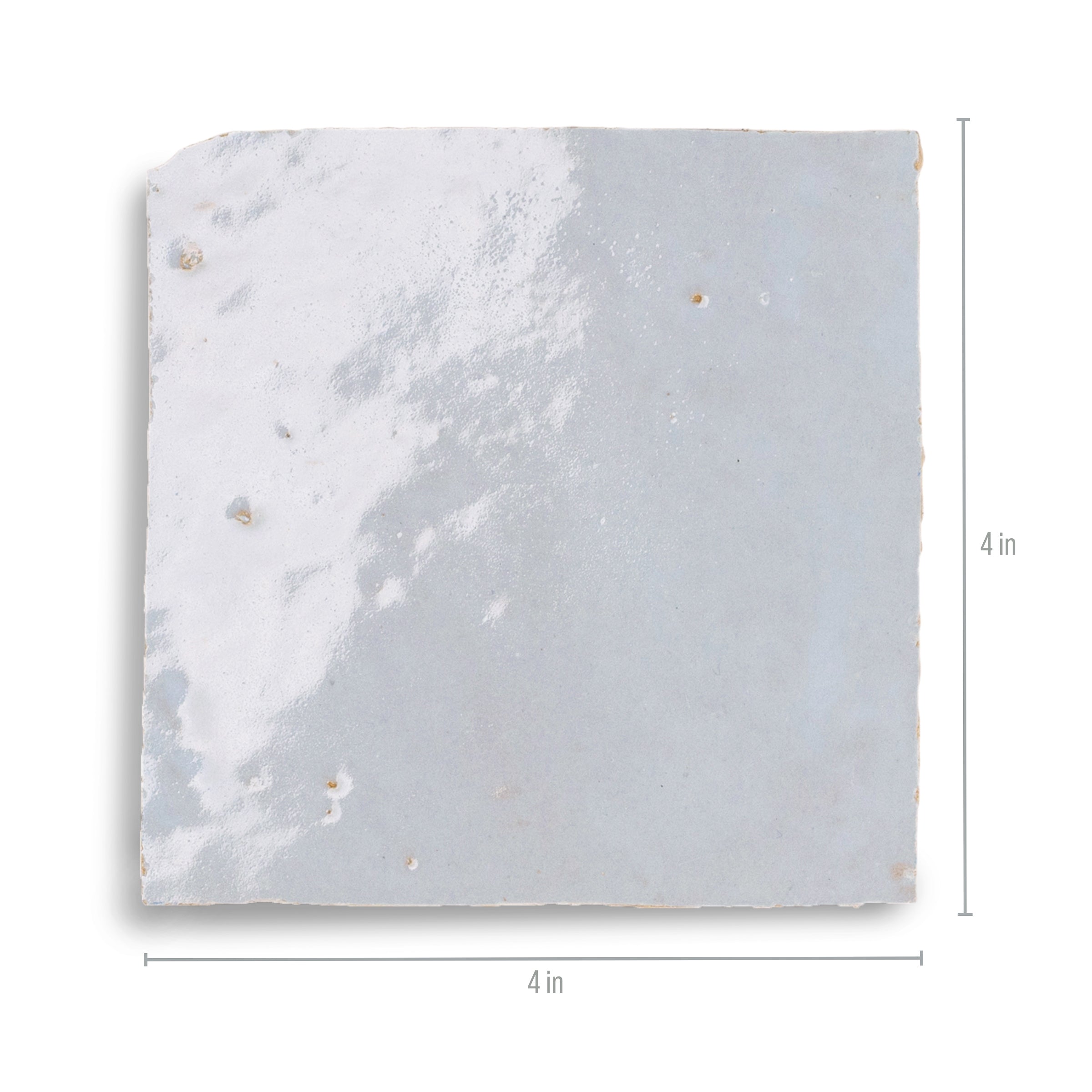 Glacier Glazed Zellige Tile in gray and blue terracotta with icy handmade glaze from Small Format Tiles and Handmade Moroccan Zellige Tiles