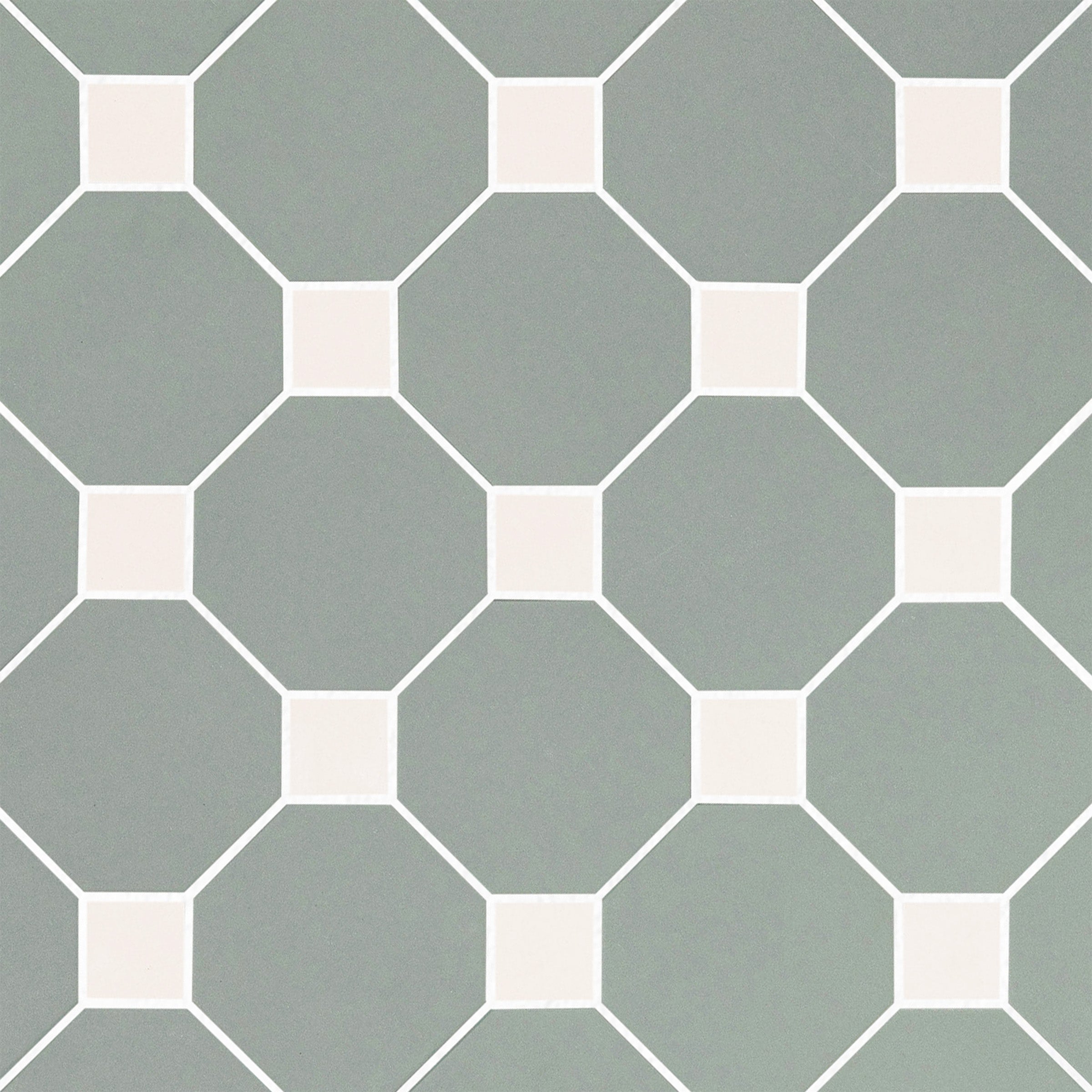 Green & Cream 12x12 Octagon Porcelain Mosaic in muted sage green and cream, Porcelain, Forma Porcelain Mosaics, New Arrivals, GREY collections