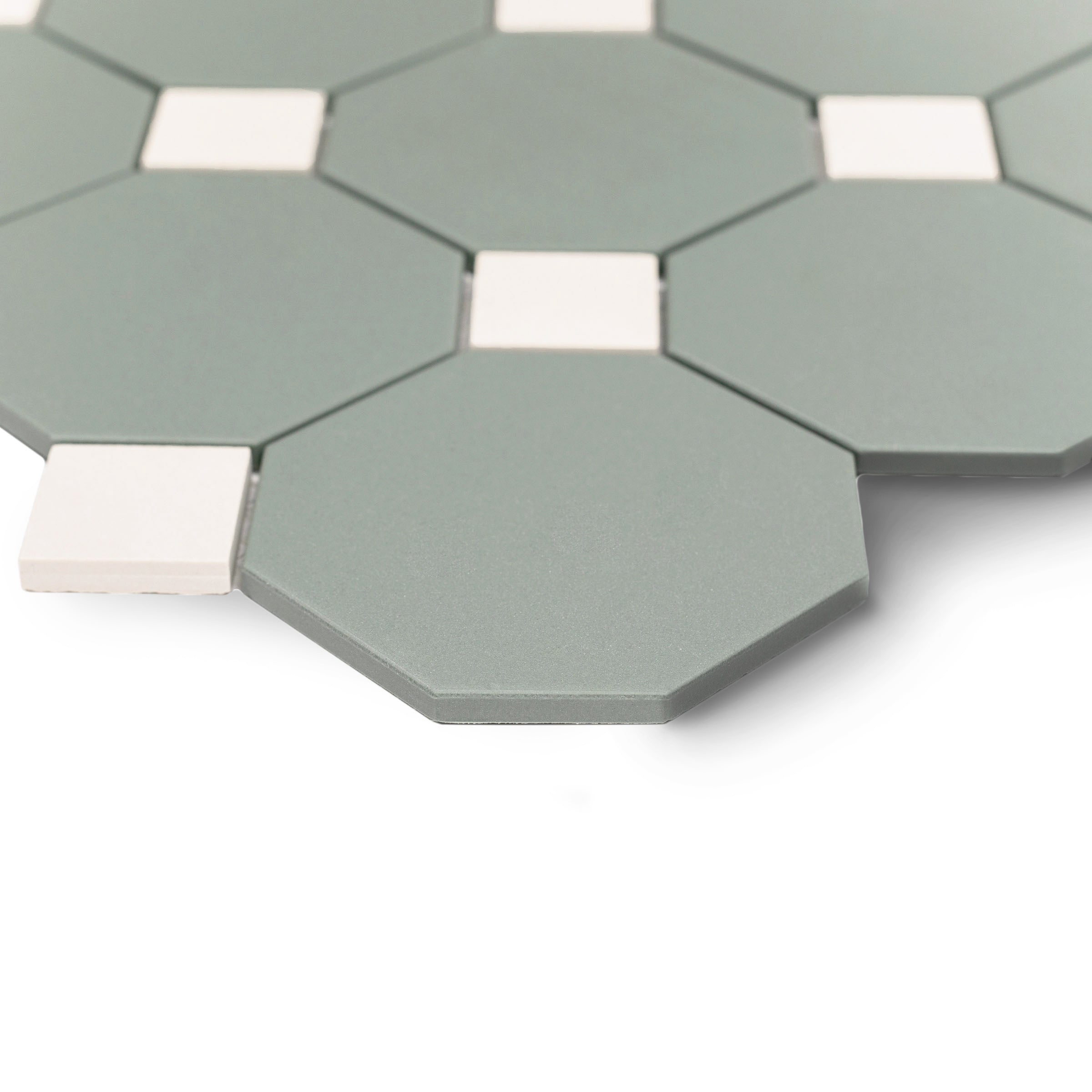 Green & Cream Forma Octagon Porcelain Mosaic