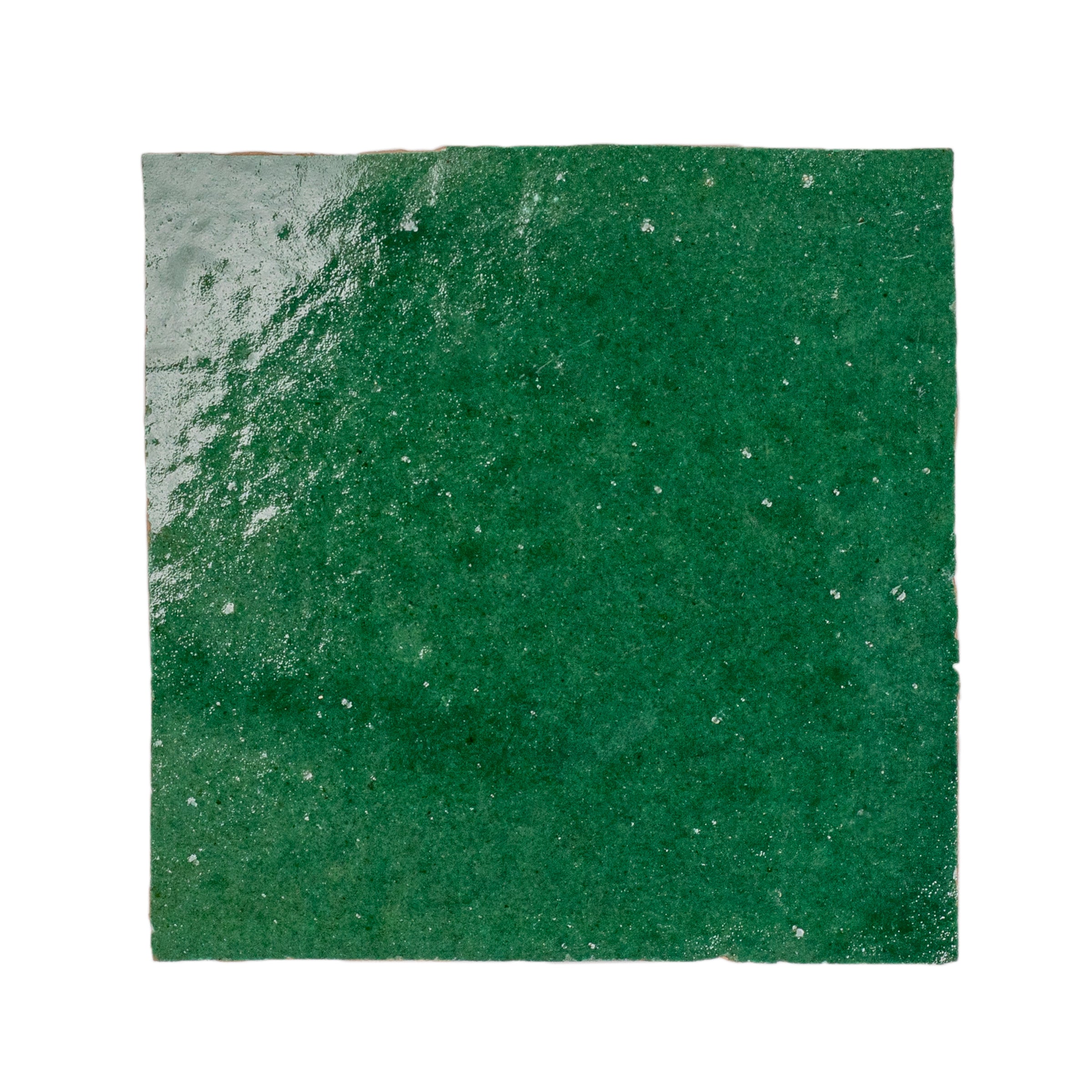 Jade 4x4 Glazed Zellige Tile Sample in rich green with textured ceramic finish from SAMPLES ONLY collection.