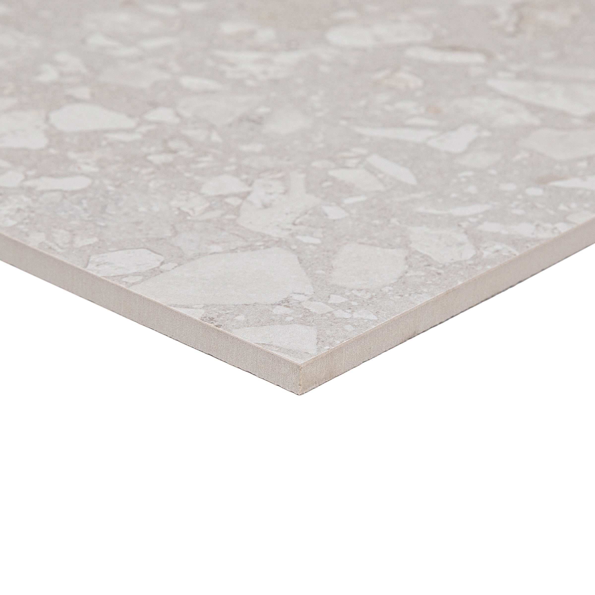 Pearl Stone Cheppo Look Matte Porcelain Tile Sample with terrazzo style pattern from Porcelain SAMPLES ONLY collection