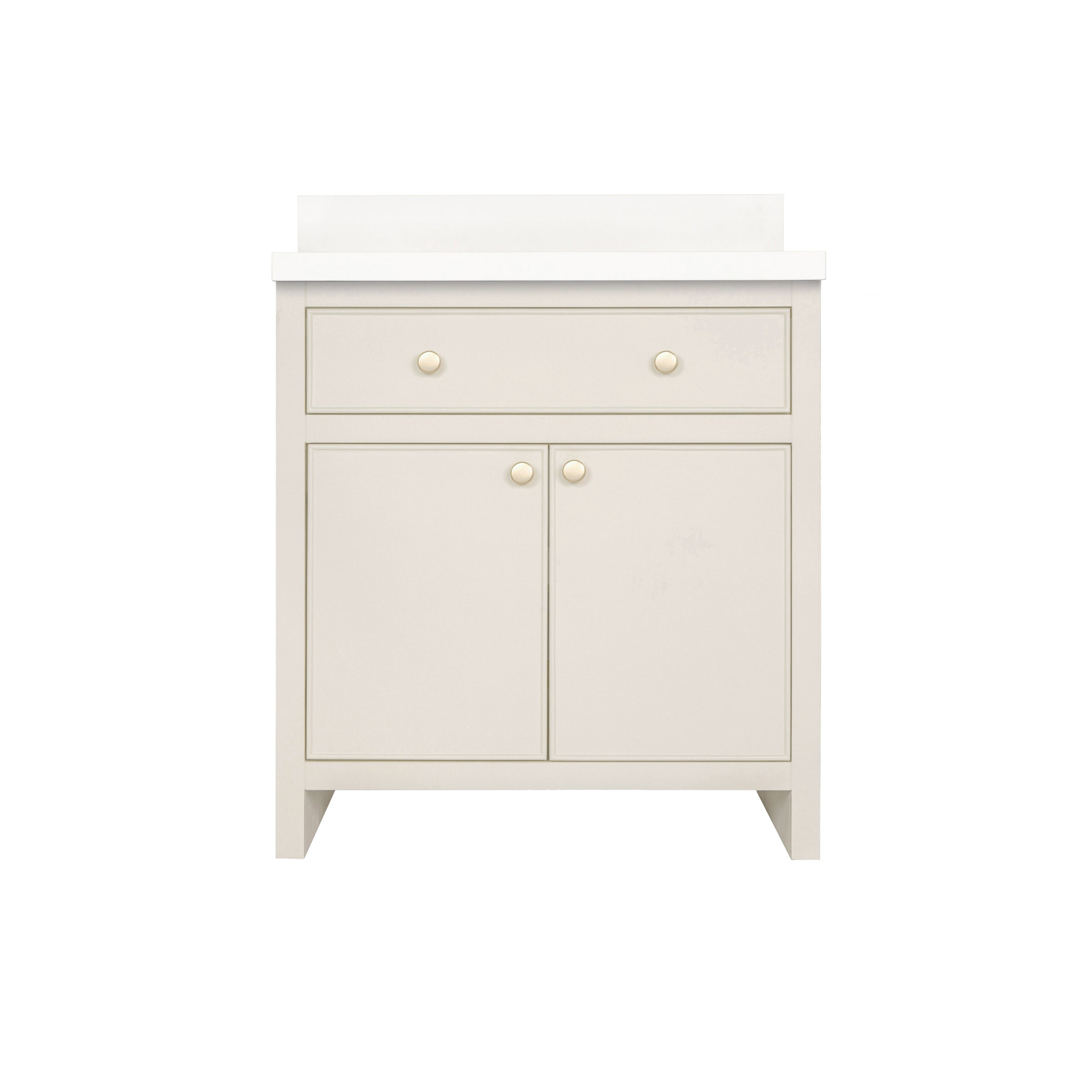 The Harlow Bathroom Vanity in taupe with inset doors, round knobs, leg-mounted design, from Bathroom Vanities collection