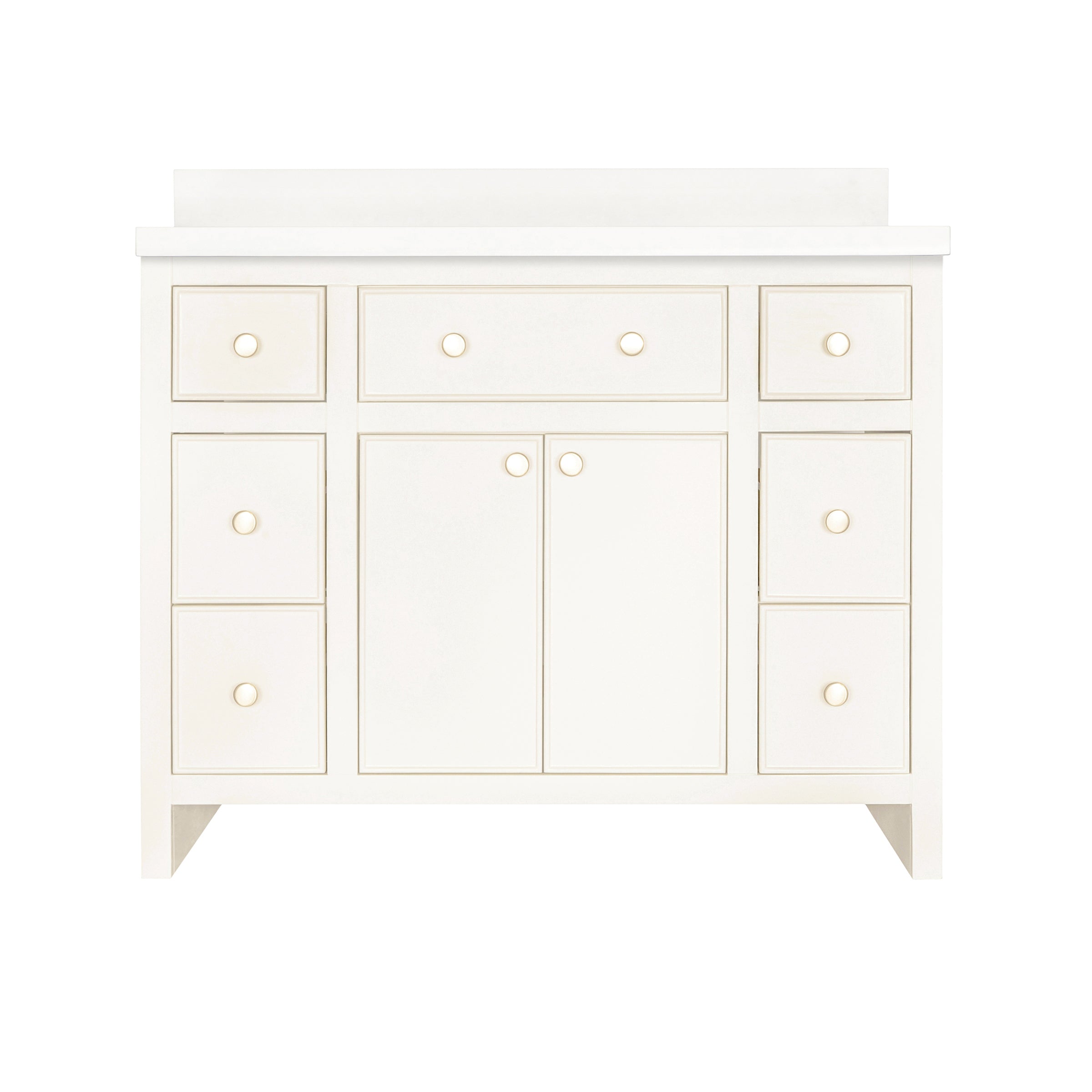 The Harlow Bathroom Vanity in white with multiple drawers and inset-style doors, part of Bathroom Vanities collection.