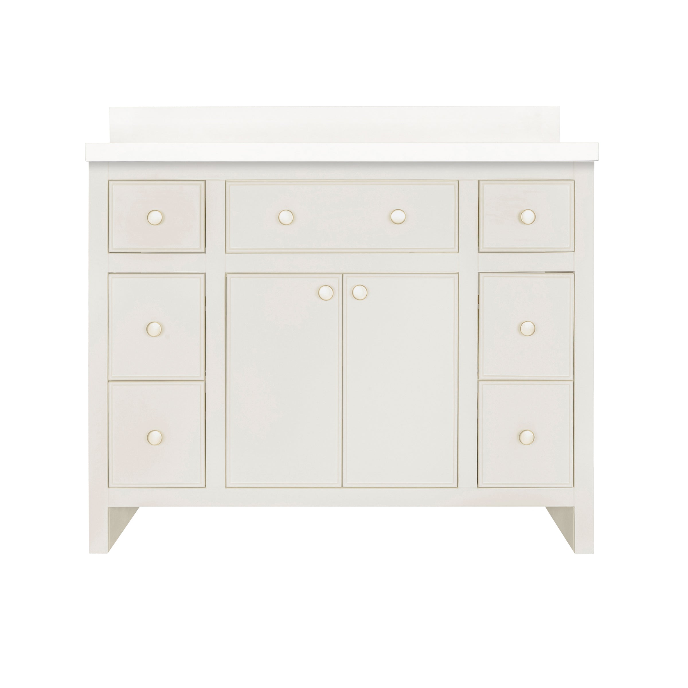 The Harlow Bathroom Vanity in grey plaster with inset doors and round knobs from Bathroom Vanities collection.