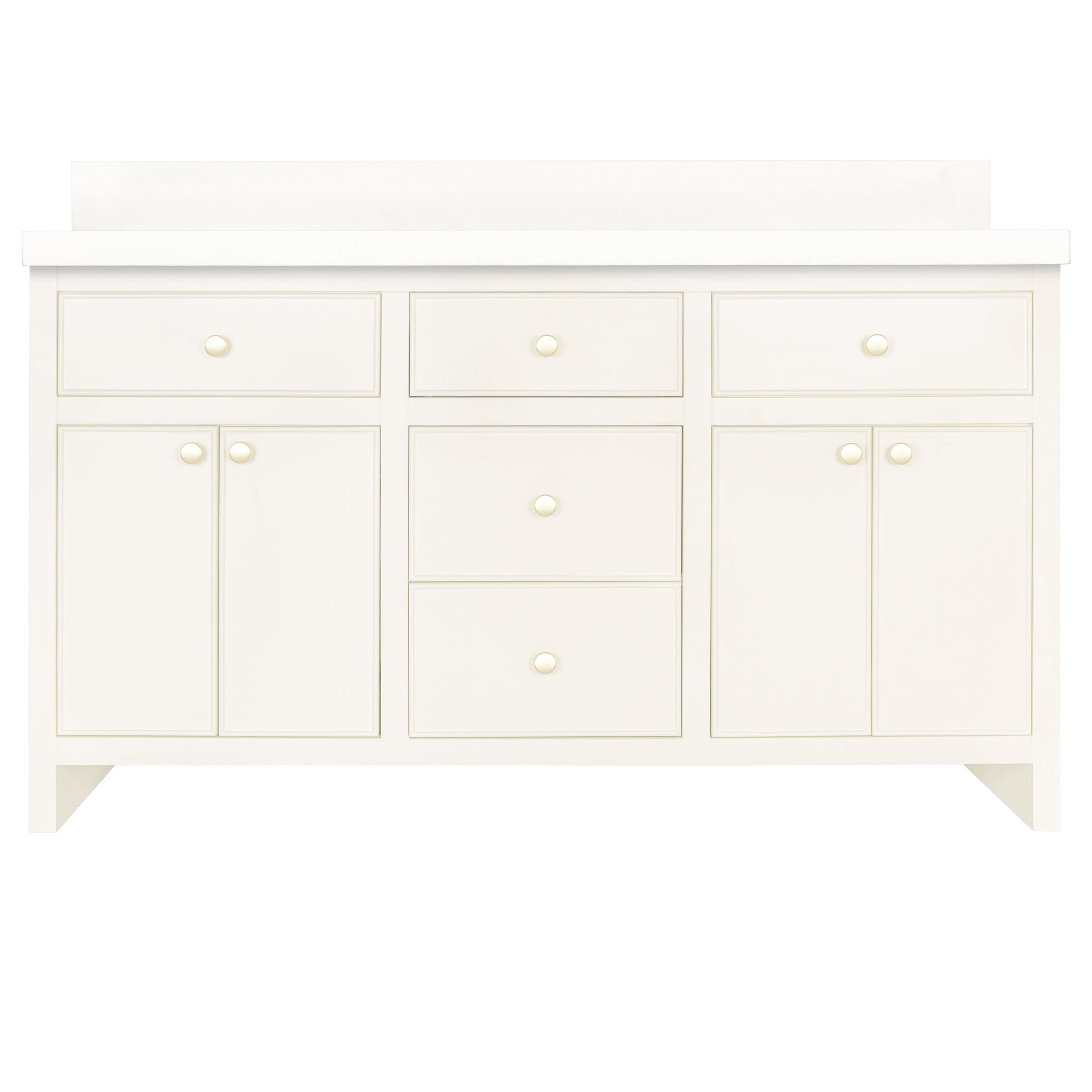 The Harlow Bathroom Vanity in taupe with inset doors, round knobs, and leg-mounted design in bathroom vanities collection