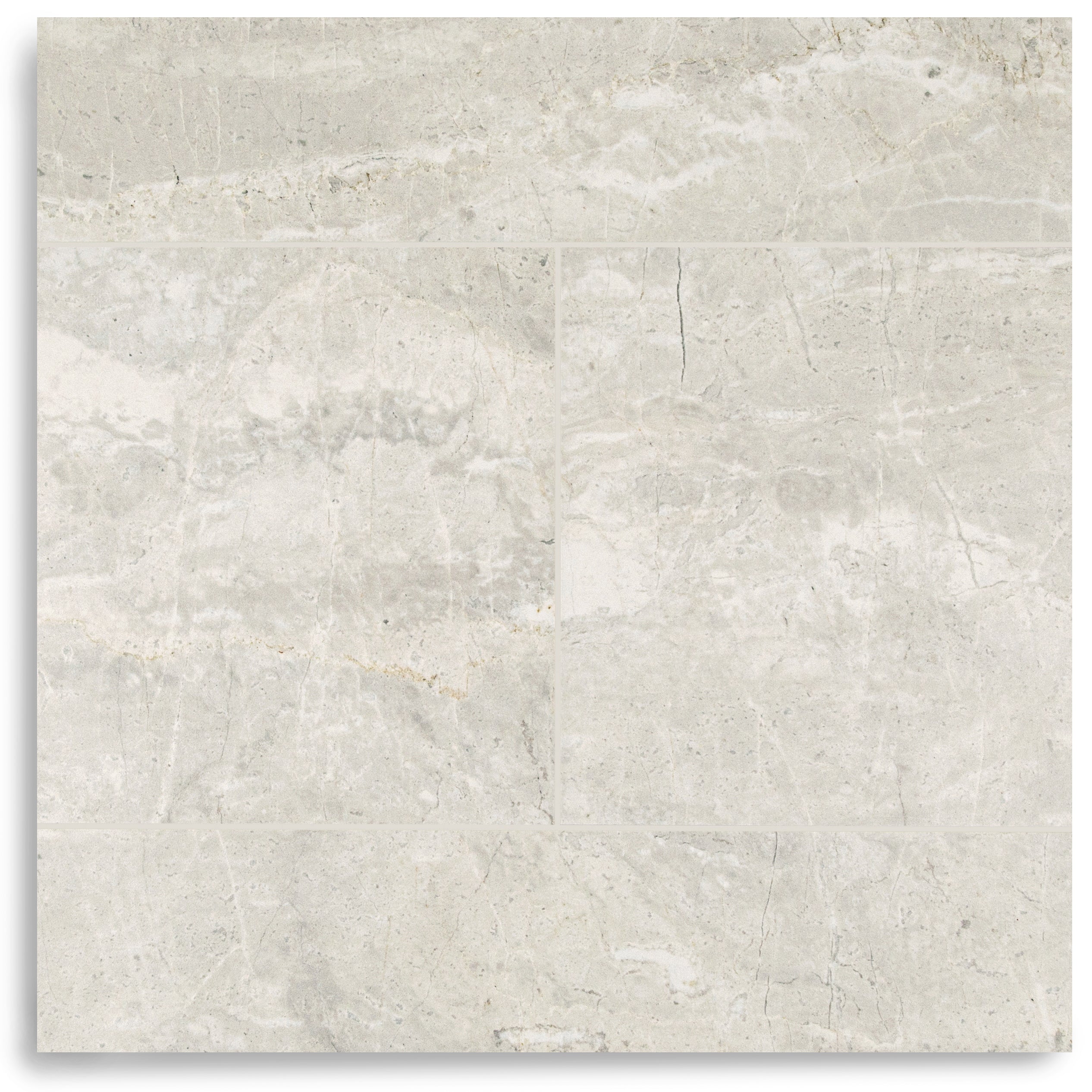 Ivory Marble Look Matte Porcelain Tile in layered pearl, soft grey, and warm cream from Large Format Tiles at Reno Source