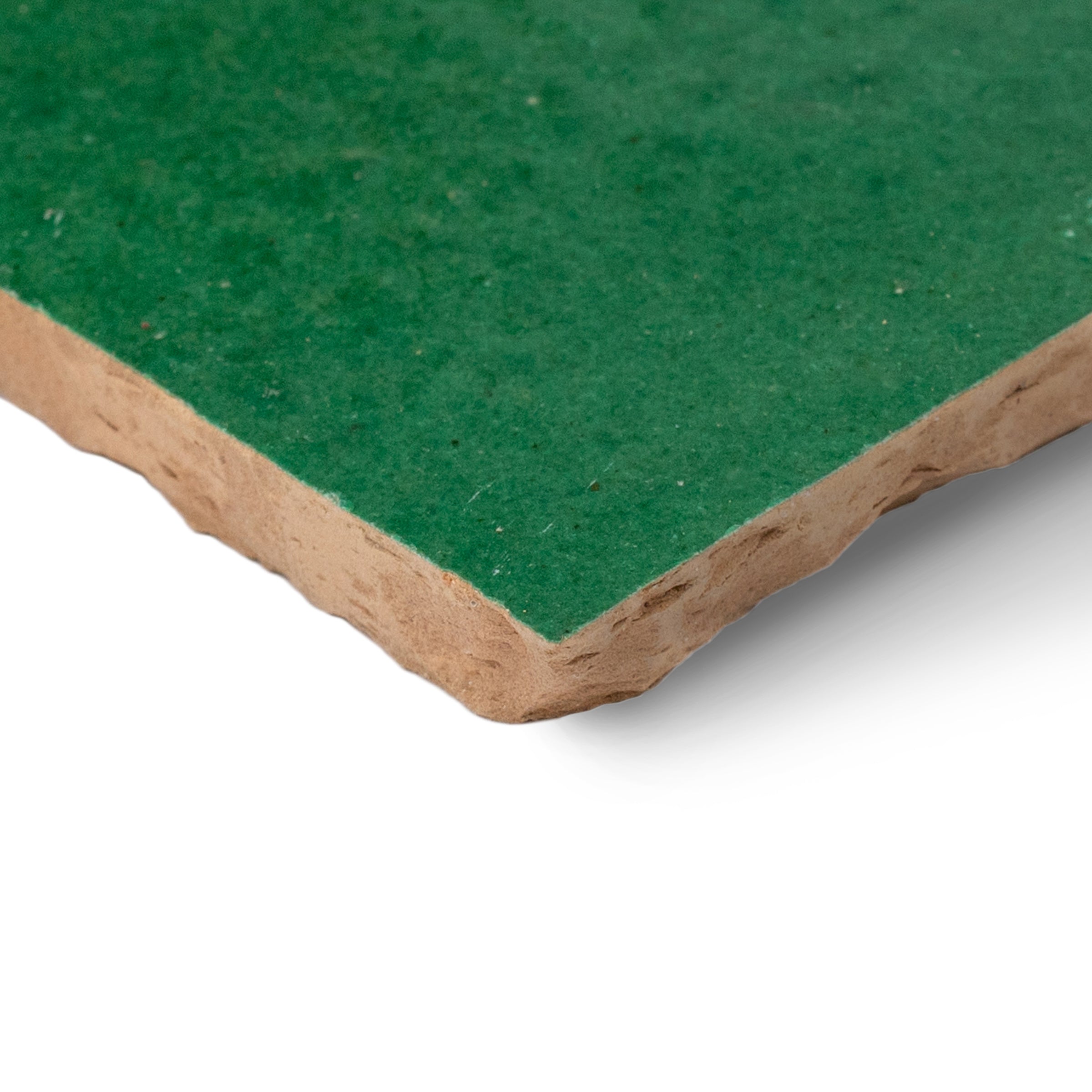 Jade Glazed Zellige Tile in green terracotta with handcrafted Moroccan glaze from Small Format Tiles and Handmade Moroccan Zellige Tiles