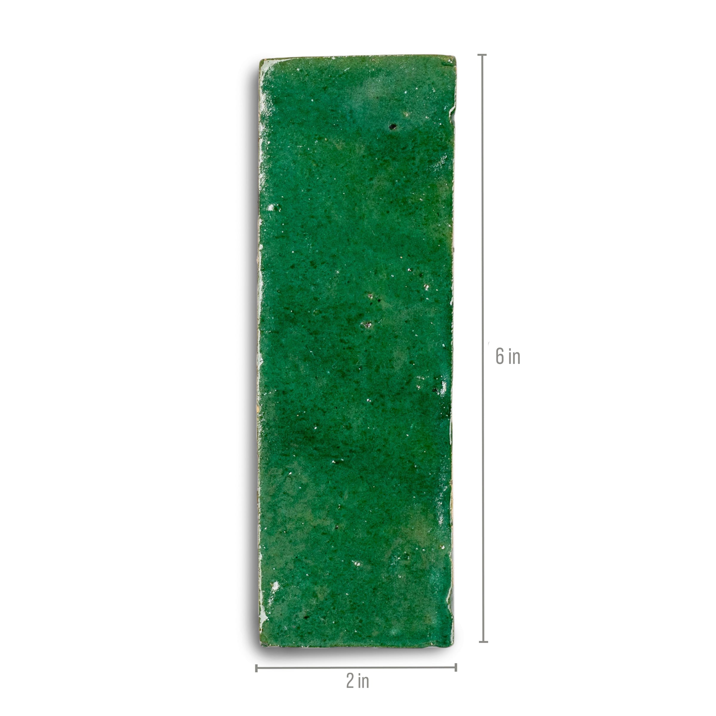 Jade Glazed Zellige Plinth in green terracotta with emerald to forest hues from Small Format Tiles and Handmade Moroccan Zellige Tiles