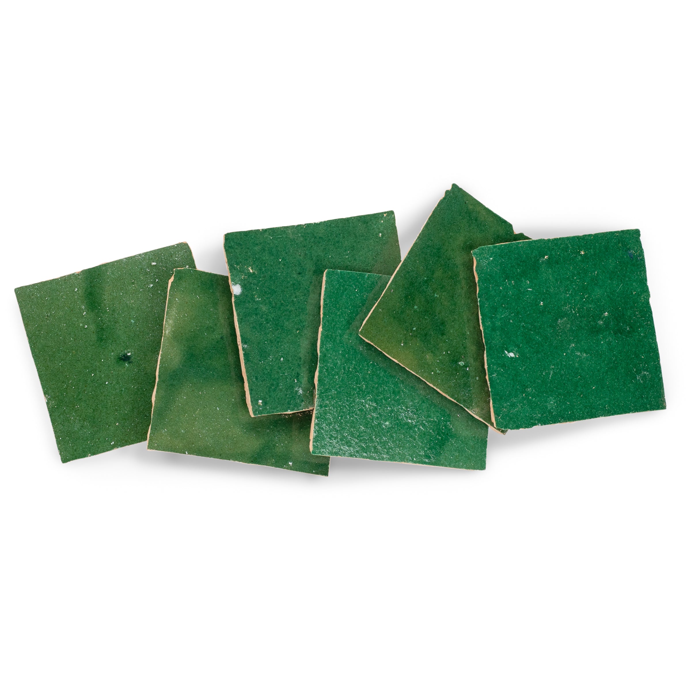 Jade Glazed Zellige Tile in green terracotta with handmade Moroccan glaze from Small Format Tiles and New Arrivals collections
