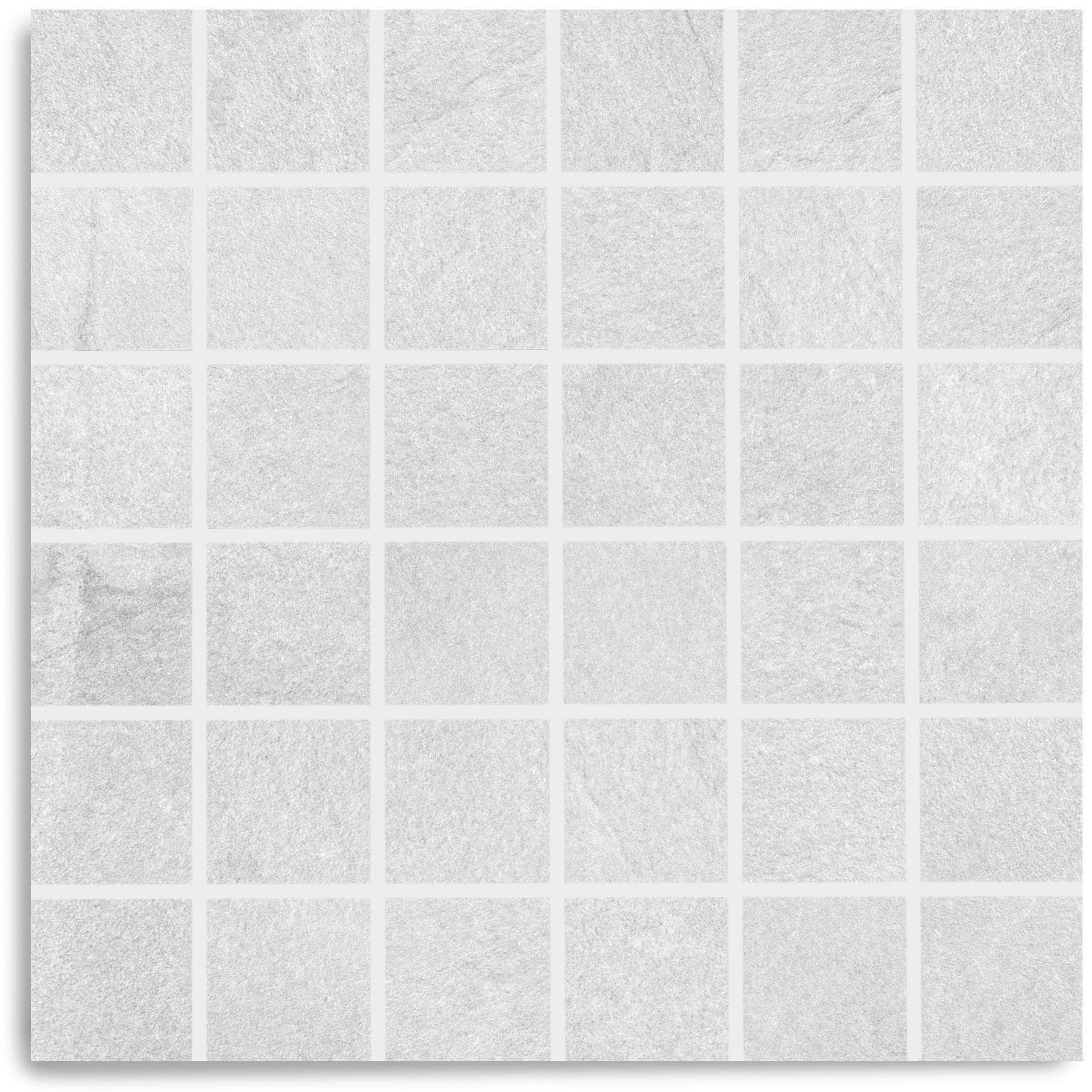 Pearl Slate Look Porcelain Mosaic in gray and white geometric design from Stone Editions Porcelain Tile collection