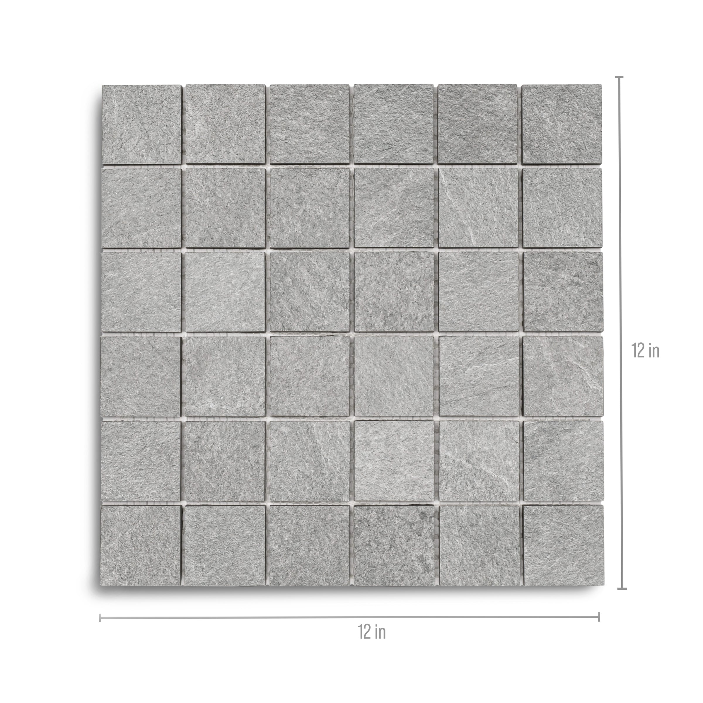 Grey Slate Look Porcelain Mosaic small format gray porcelain tile with textured surface from Stone Editions Porcelain Tile collection