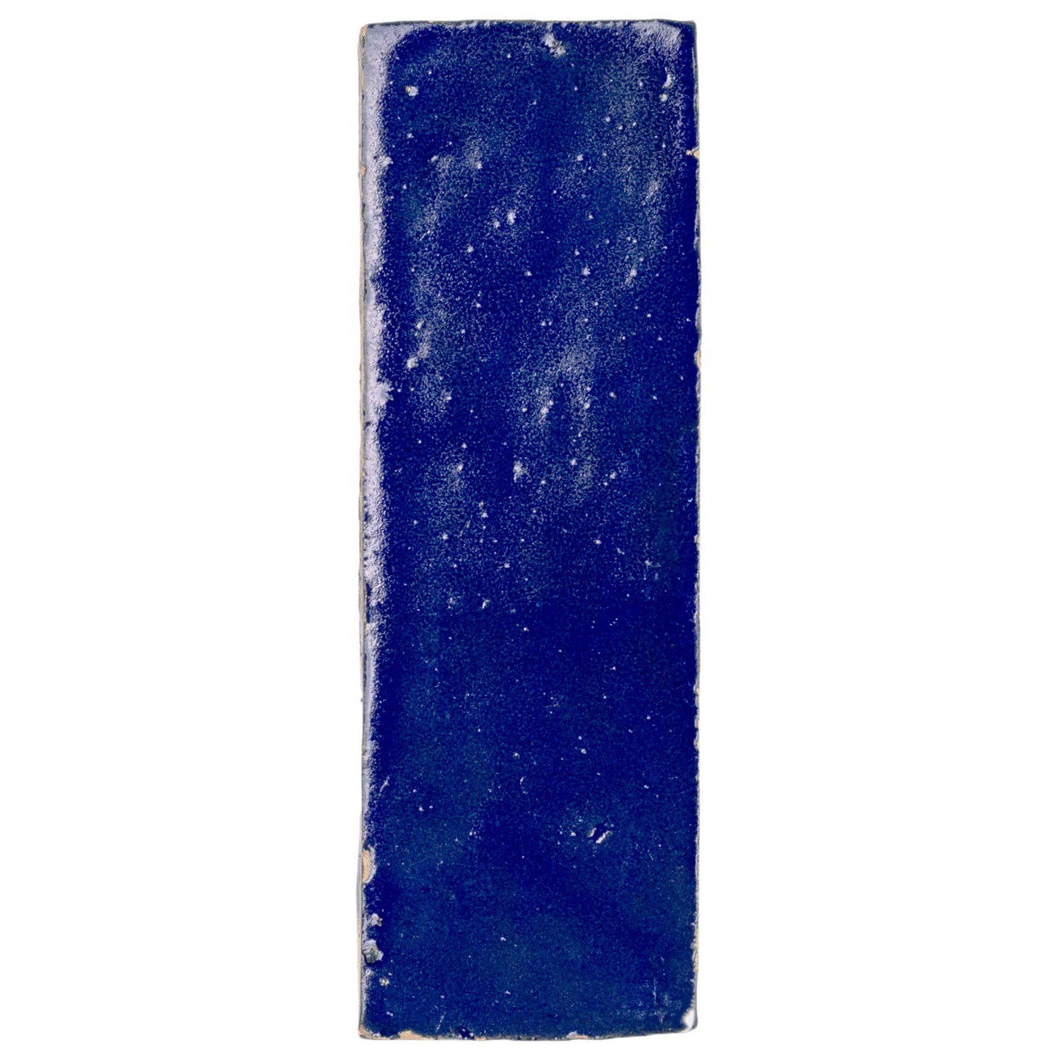 Midnight 2x6 Glazed Zellige Tile Sample in deep blue with textured ceramic finish from SAMPLES ONLY collection