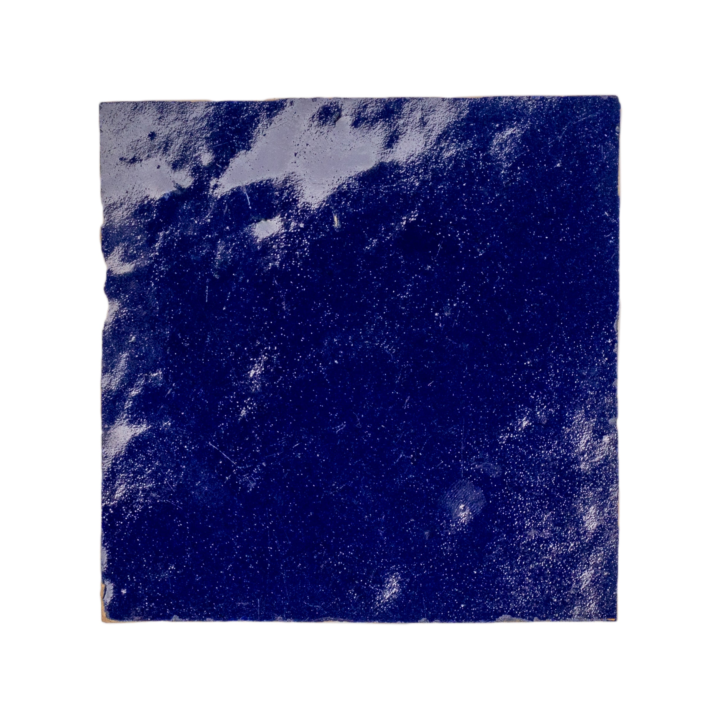 Midnight 4x4 Glazed Zellige Tile Sample in deep blue, part of SAMPLES ONLY collection, ceramic tile, globally sourced design.