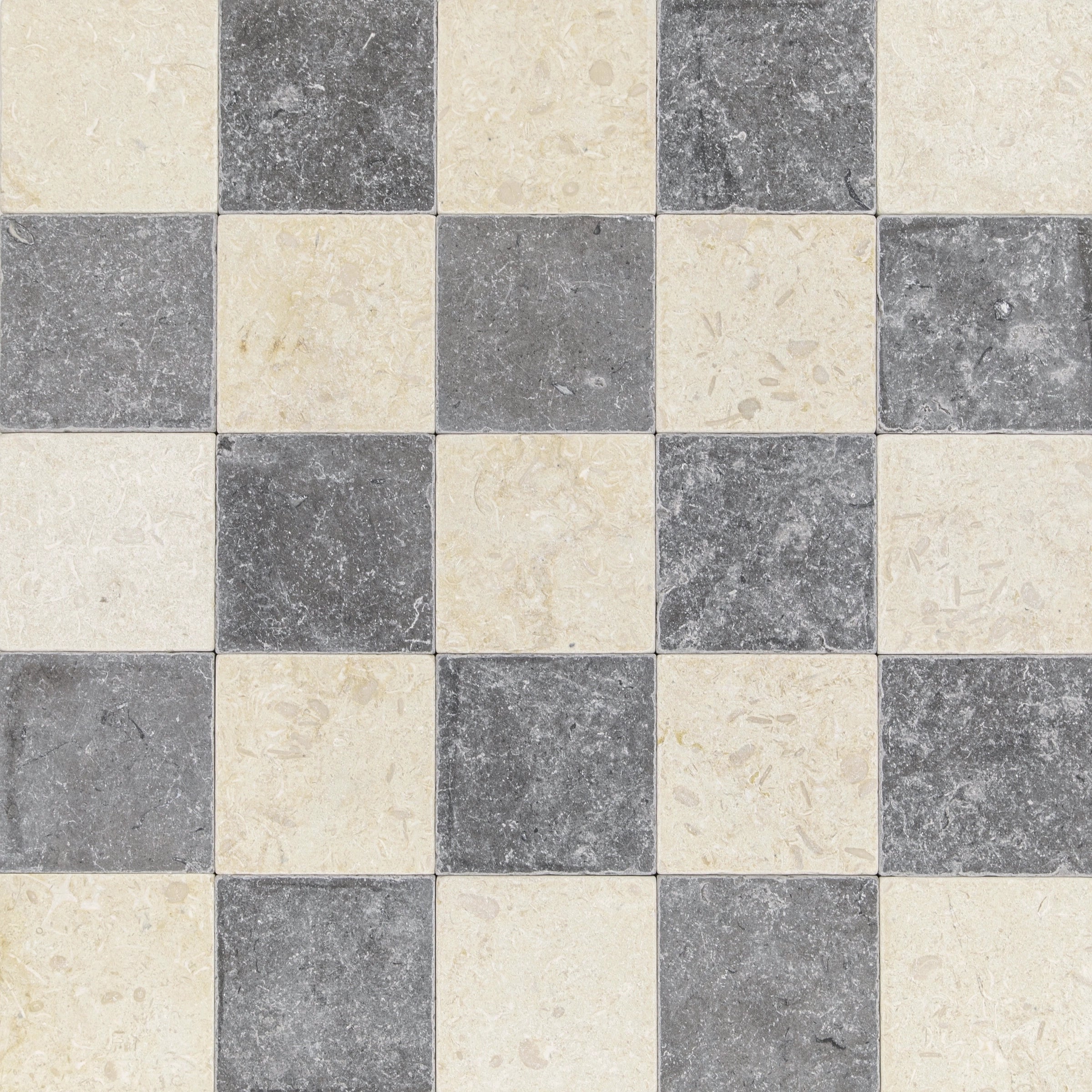 Tumbled Limestone Checkerboard Tiles