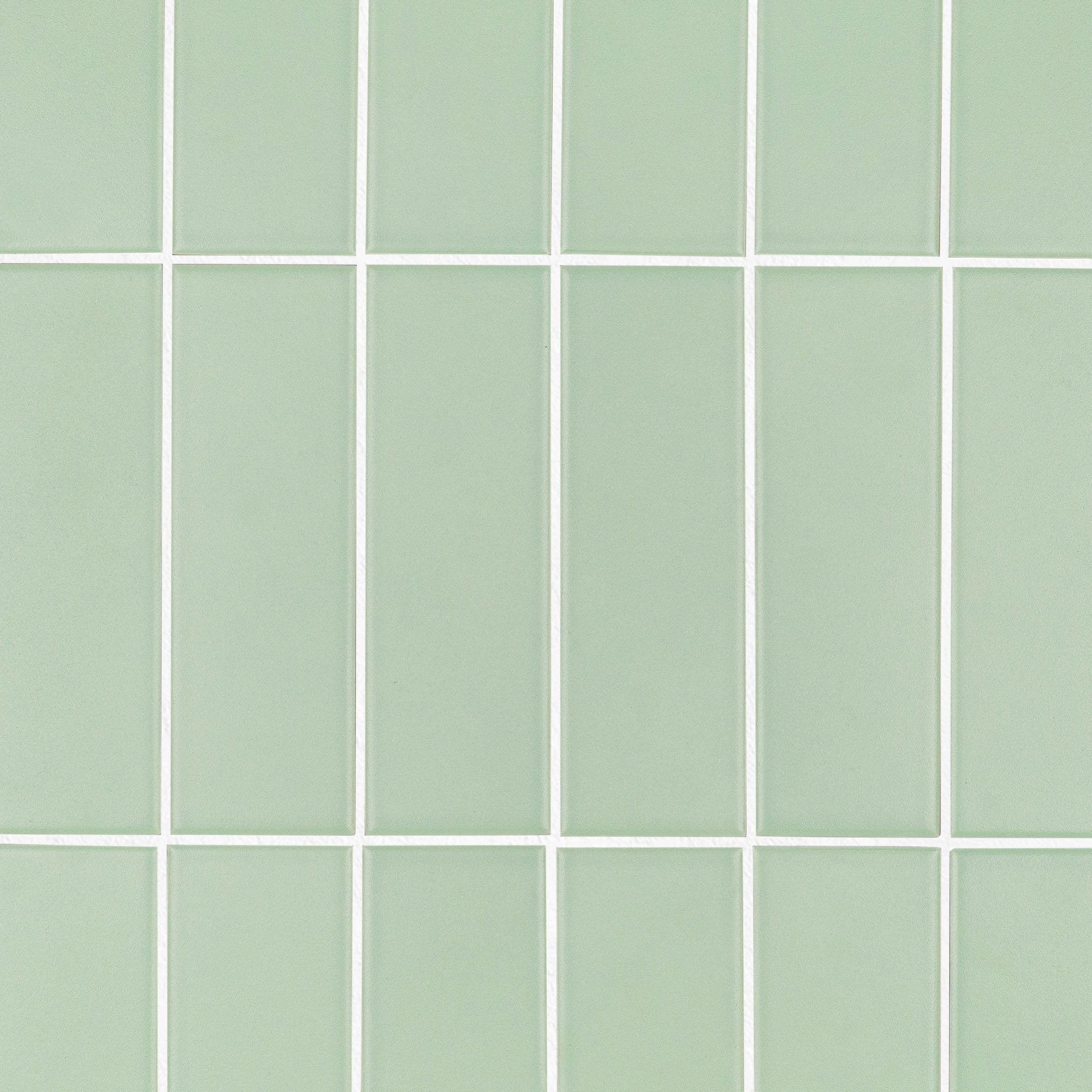 Colorblock Porcelain Tile in matte mint green with clean 2x6 layout from Small Format Tiles New Arrivals Porcelain collection