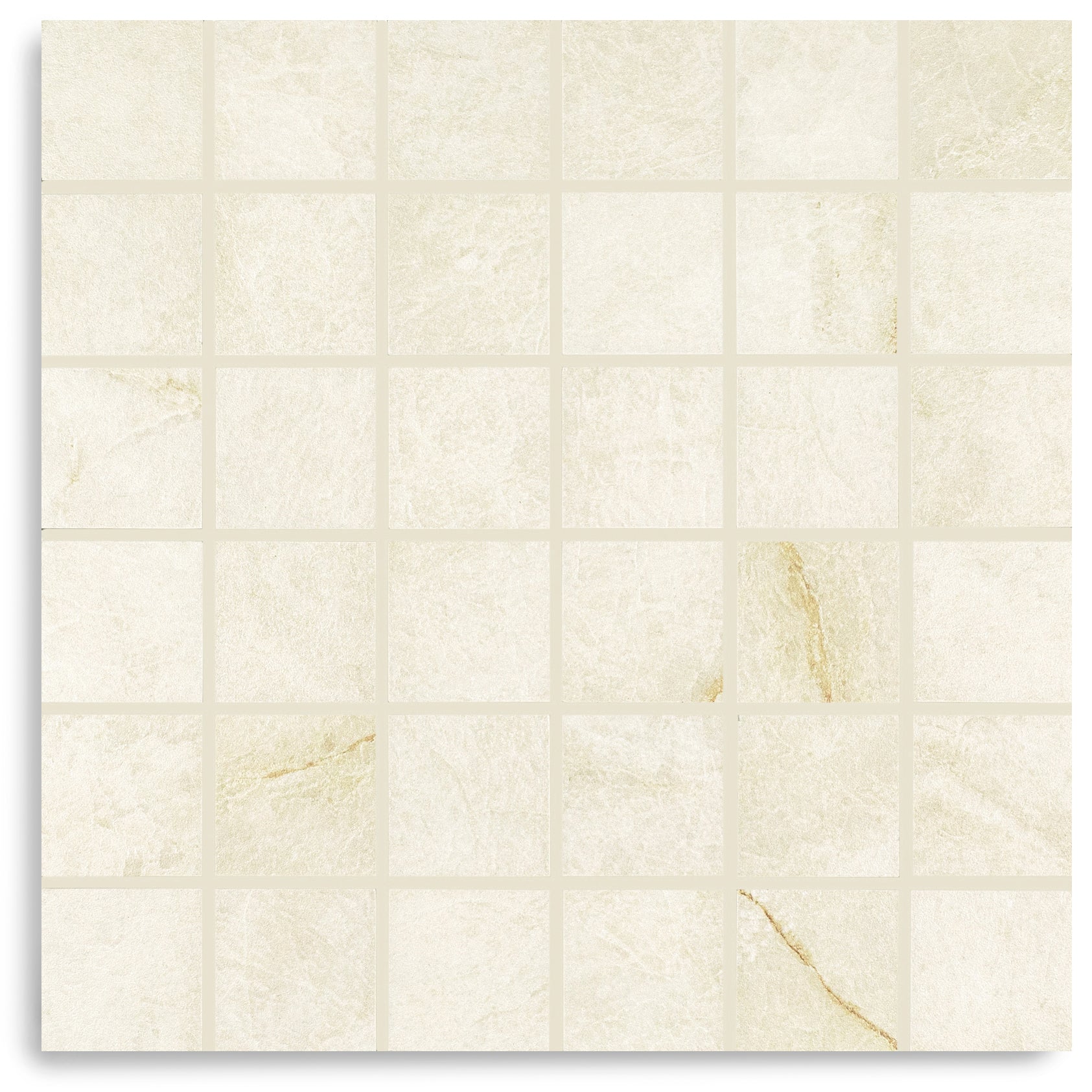 Nuvola Gold 12x12 Porcelain Mosaic in beige with golden veining from Marble Editions Porcelain Tile collection at Reno Source