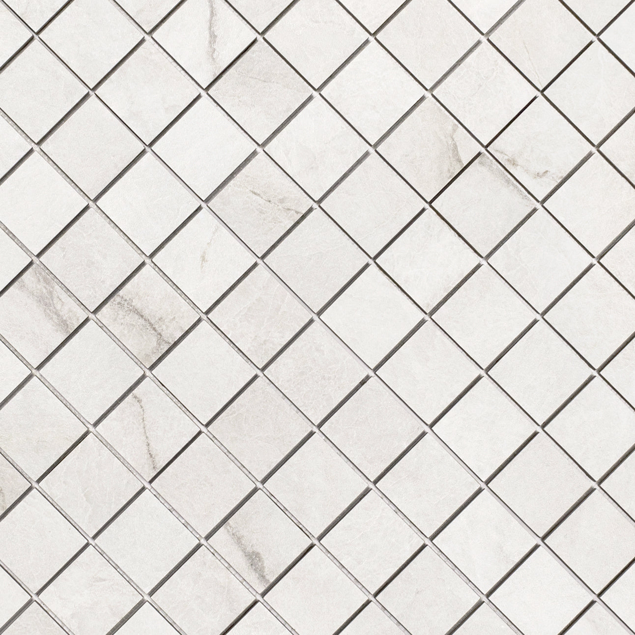 Nuvola Pearl 12x12 Porcelain Mosaic with silver, gray, and white tones from Marble Editions Porcelain Tile at Reno Source