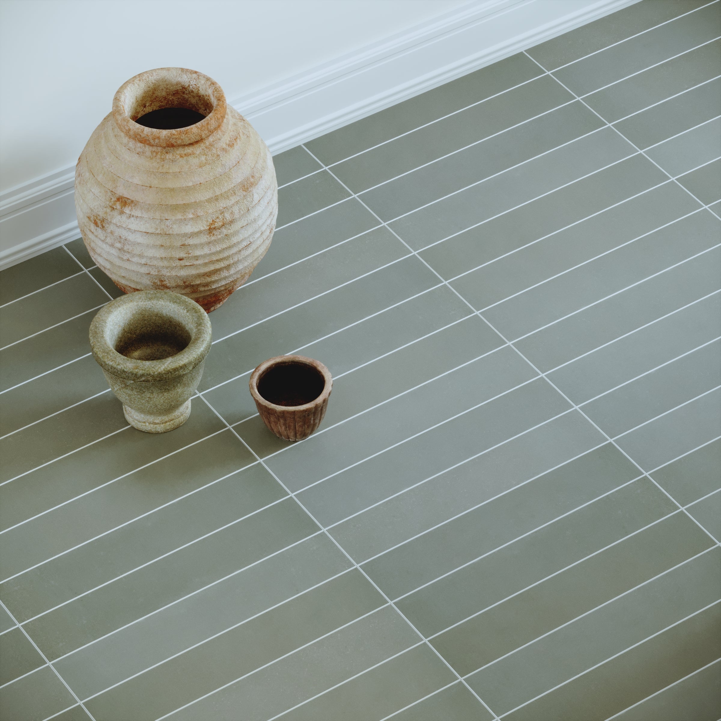 Moss Matte Porcelain Tile in green porcelain with matte finish from Claytone Porcelain Tile and Small Format Tiles collections