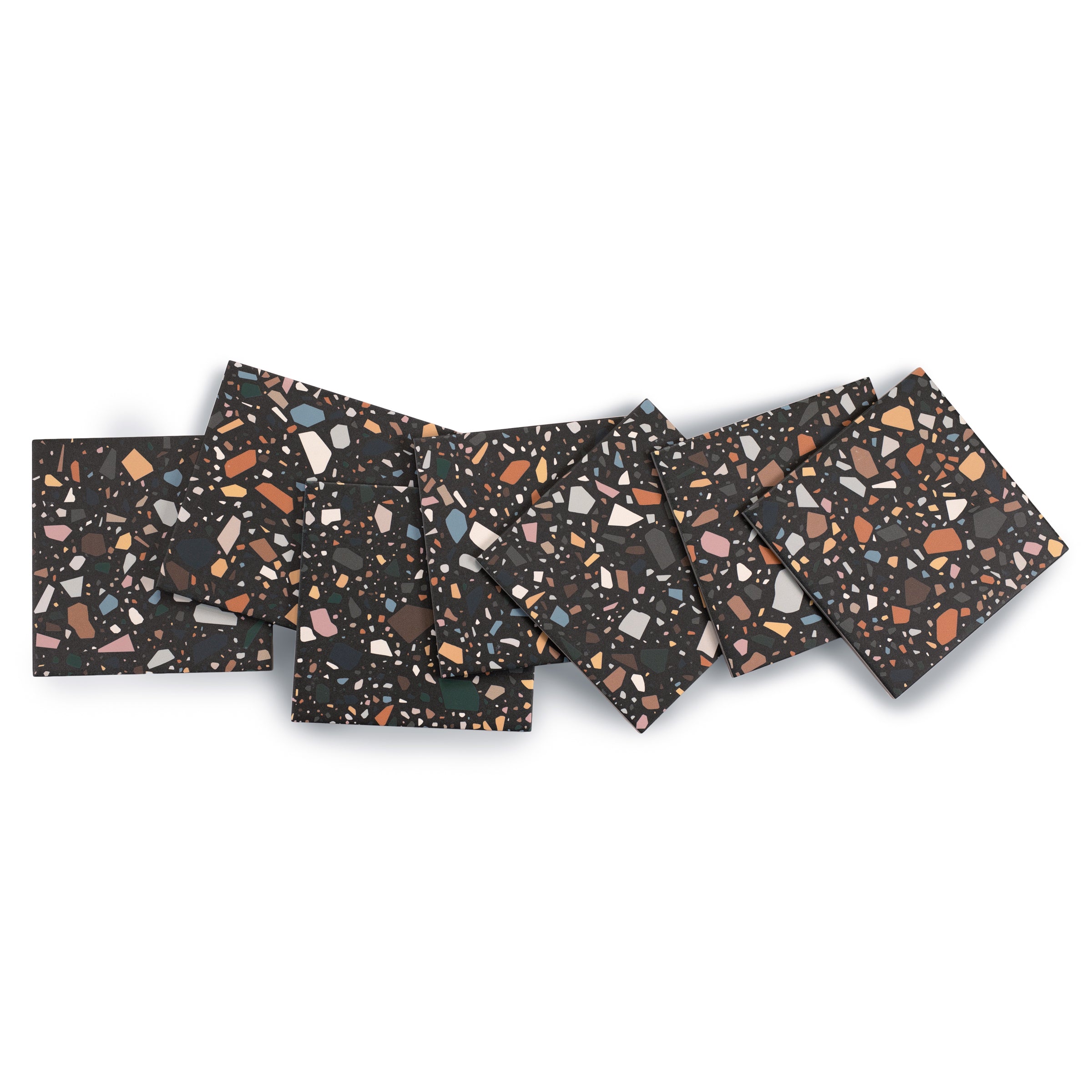 Black Multi-Color Matte Porcelain Tile with terrazzo style surface in Small Format Tiles, Confetti Porcelain Tile, New Arrivals collections