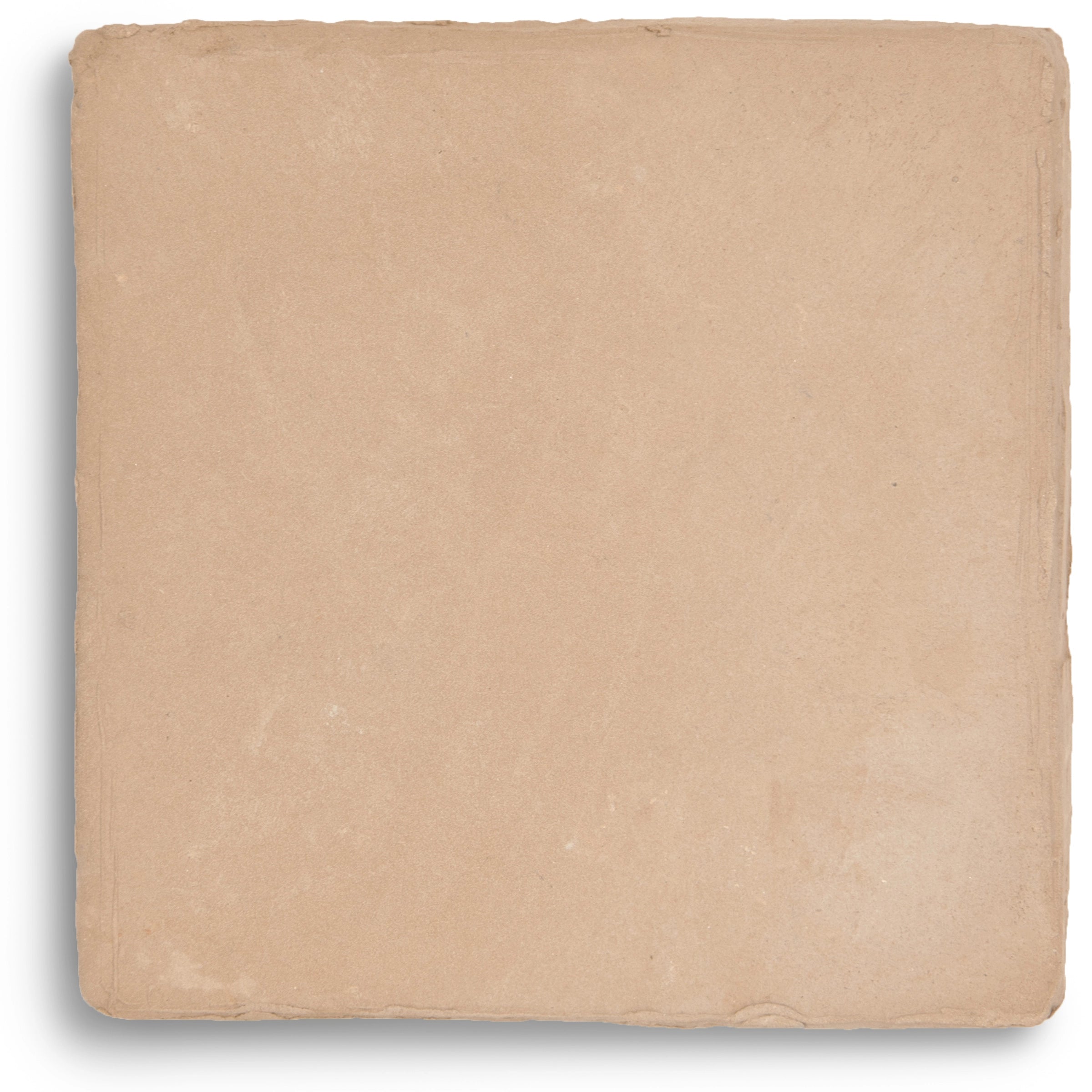 Square terracotta ceramic tile with a matte finish and subtly uneven edges in a warm earthy tone