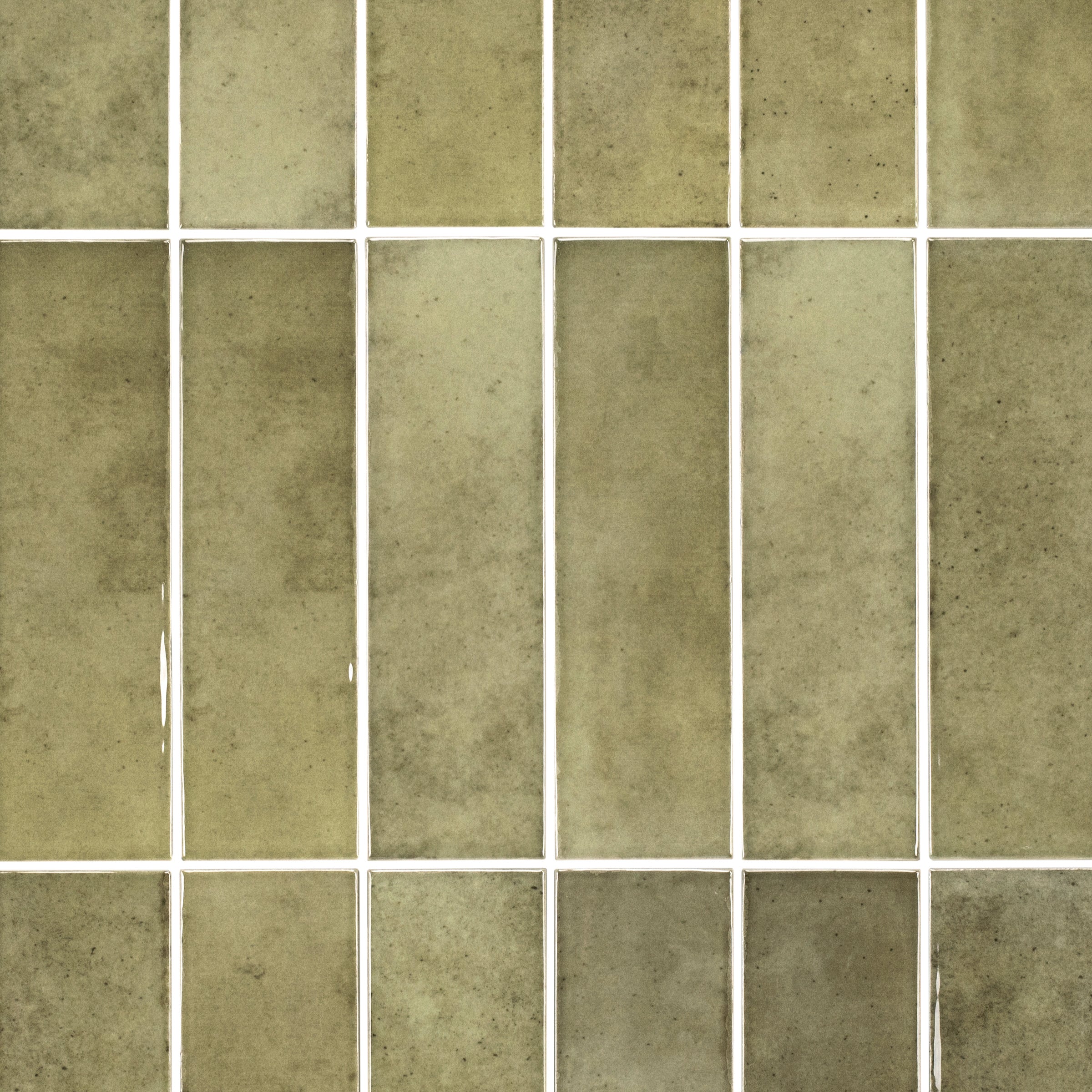 Shallow Glossy Porcelain Tile in green glazed finish with recessed lines from Small Format Tiles, Porcelain, New Arrivals, GREY collections