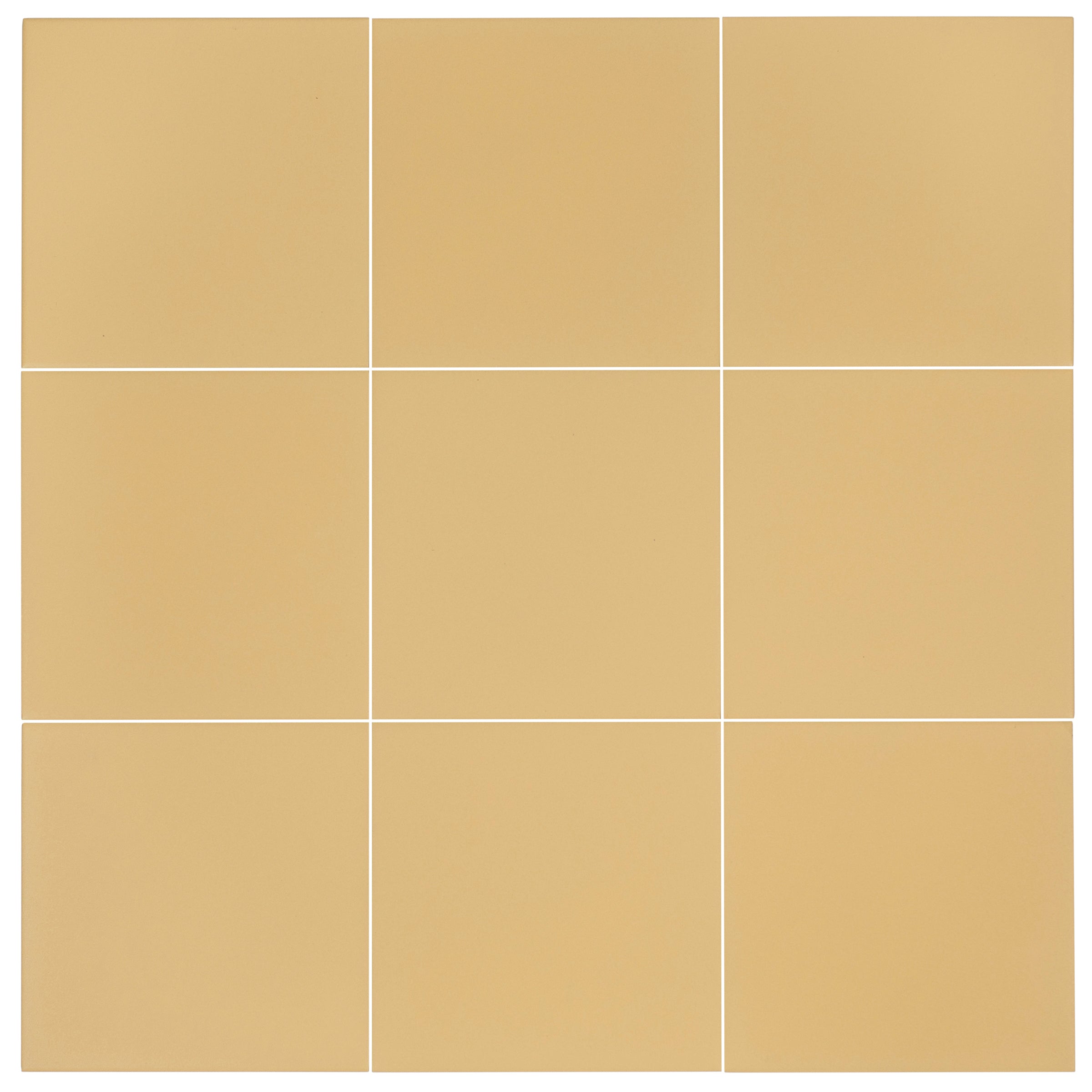 Colorblock Porcelain Tile in matte mustard tone with a clean 3x3 grid from Small Format Tiles New Arrivals Porcelain collection