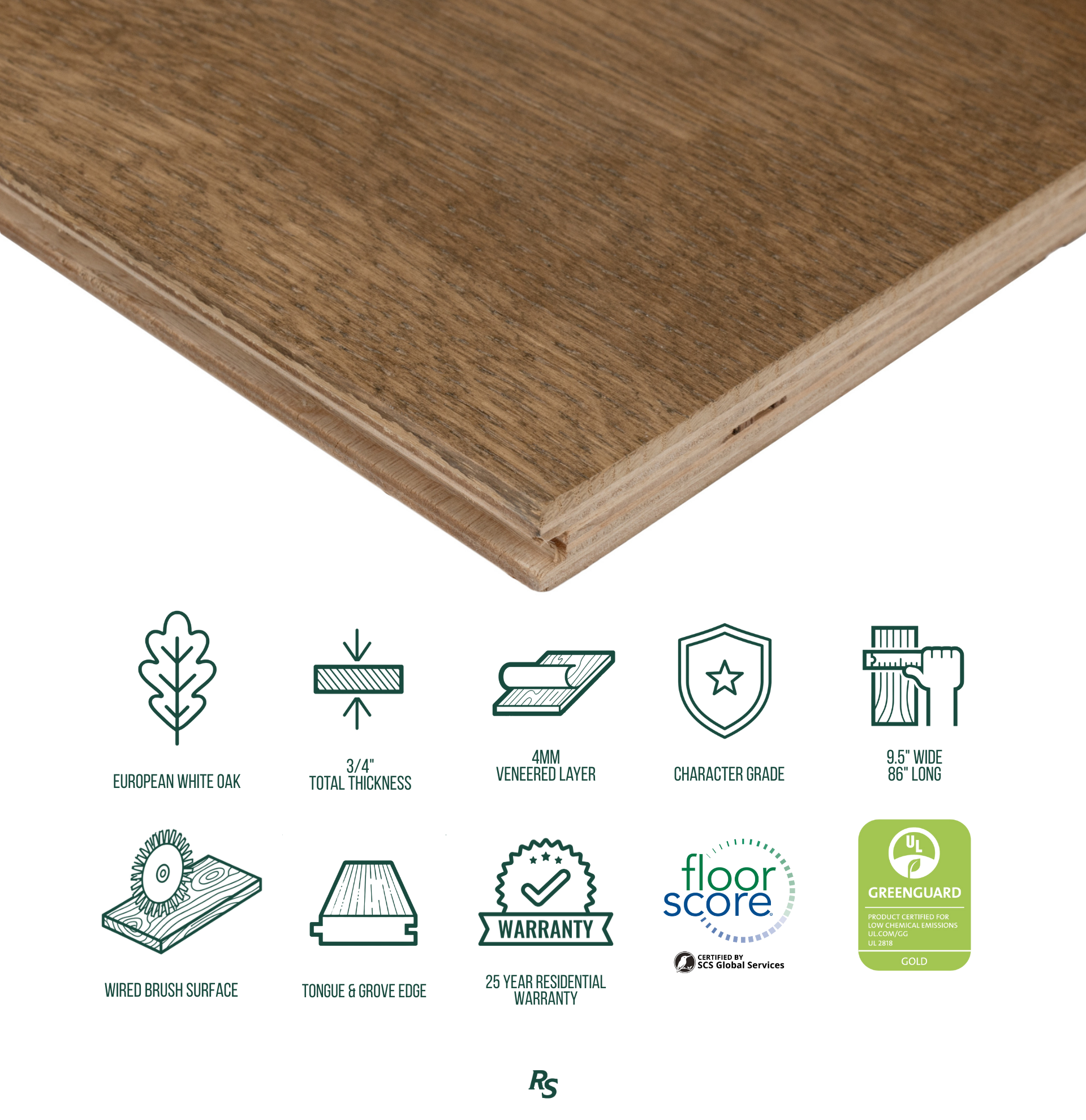 No. 26 Engineered Wood Flooring in rich brown European white oak with matte wire brush finish from Engineered Hardwood Flooring (& trims)