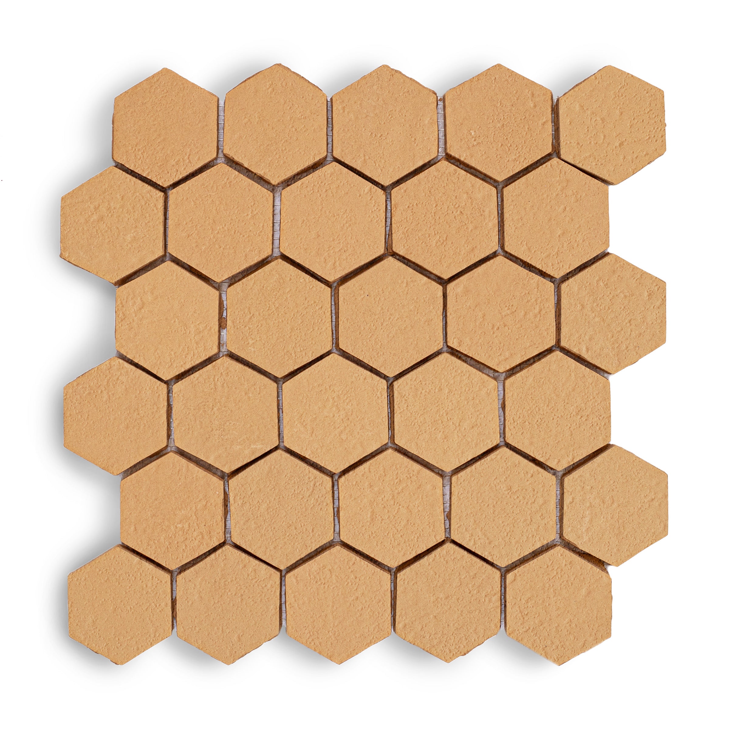 Natural 2" Hexagon Textured Terracotta Mosaic in beige terracotta from Cotto Colors Terracotta Tile and New Arrivals collections