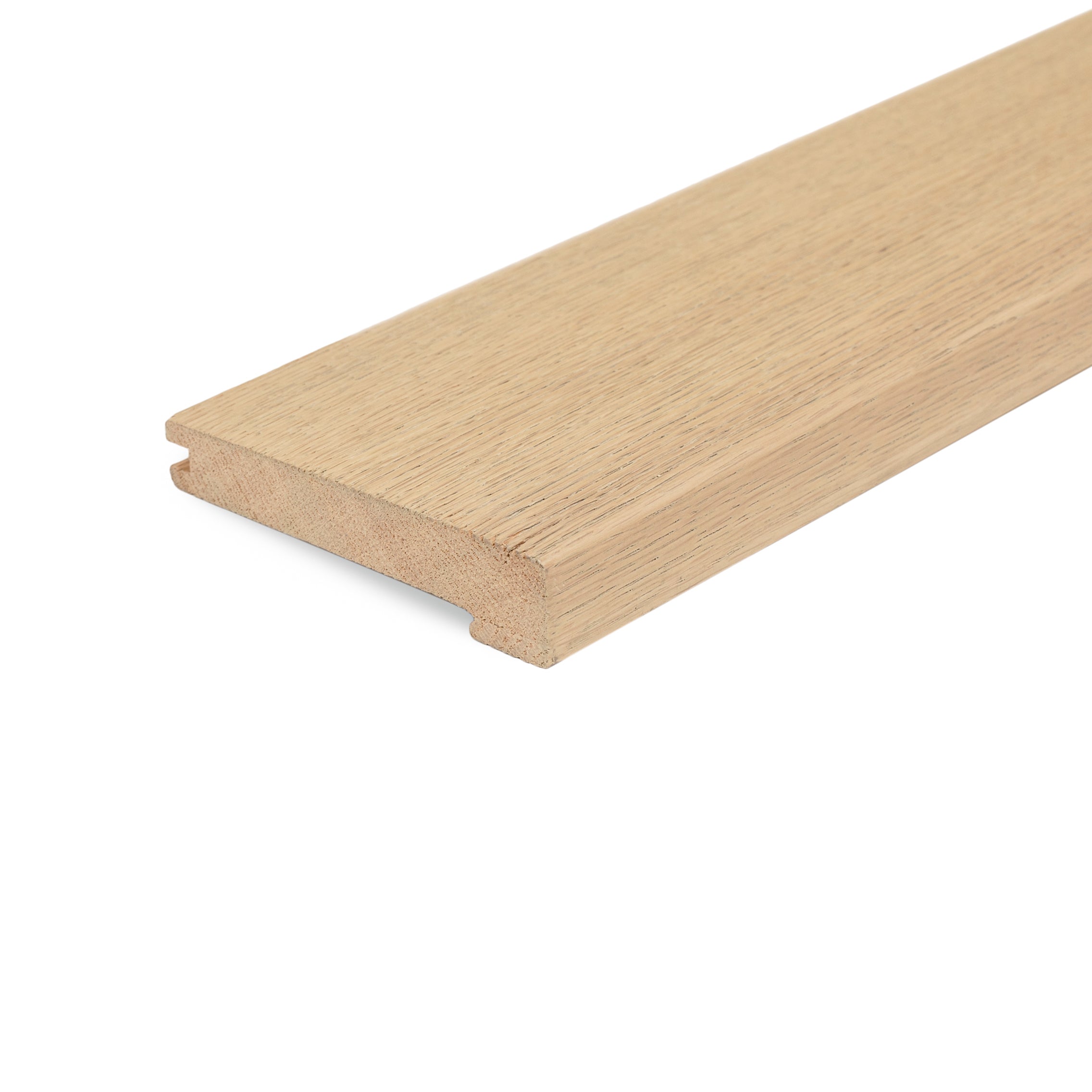 No. 4 Squared Wood Stair Nose in beige and brown smoky light oak for Engineered Hardwood Flooring and Trims at Reno Source