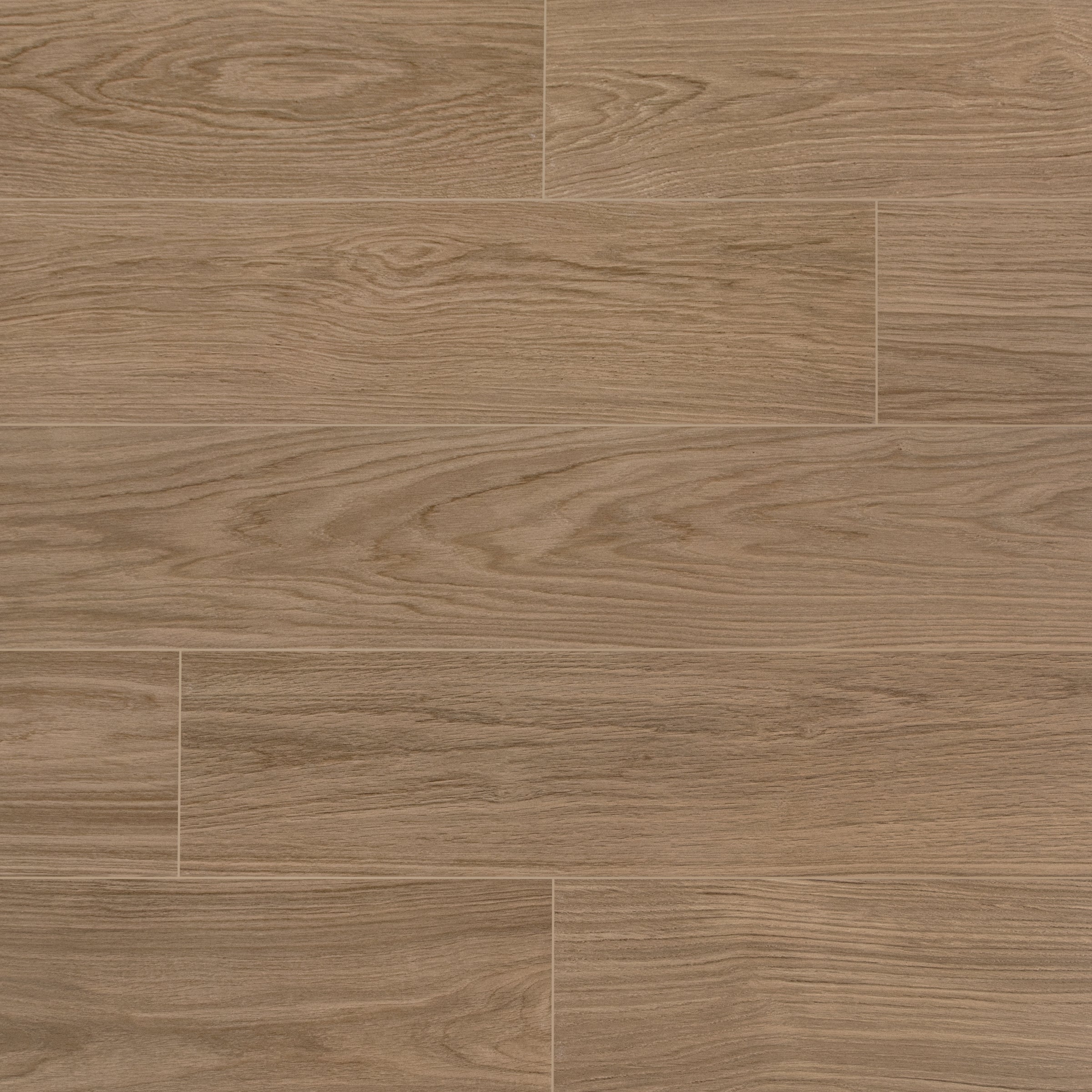 Nut 8x48 Wood Look Porcelain Tile showcasing warm medium brown tones with natural grain from Wood Edition Porcelain Tiles collection
