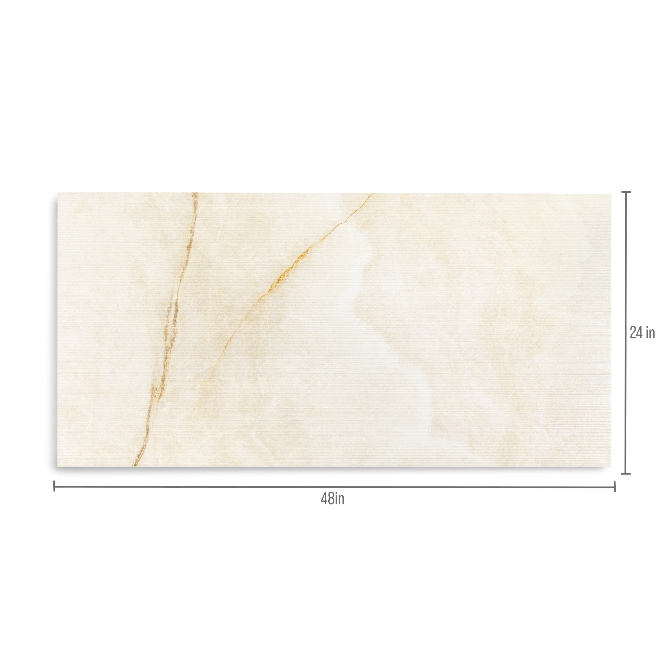 Rectangular porcelain tile in warm beige tones with subtle golden veining and a smooth natural stone-inspired finish