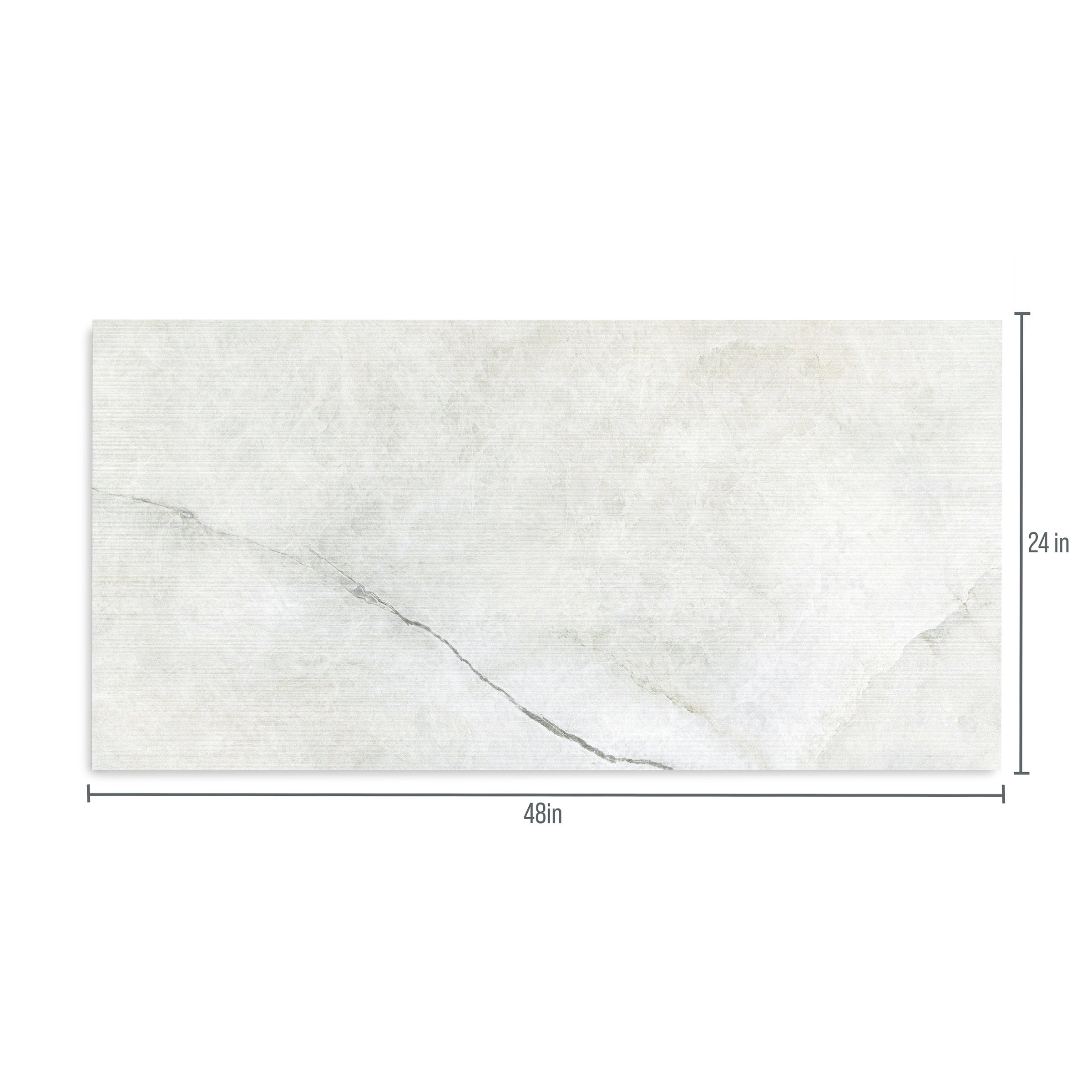 Light-toned porcelain tile with soft gray veining and a subtle stone-inspired texture in a rectangular shape