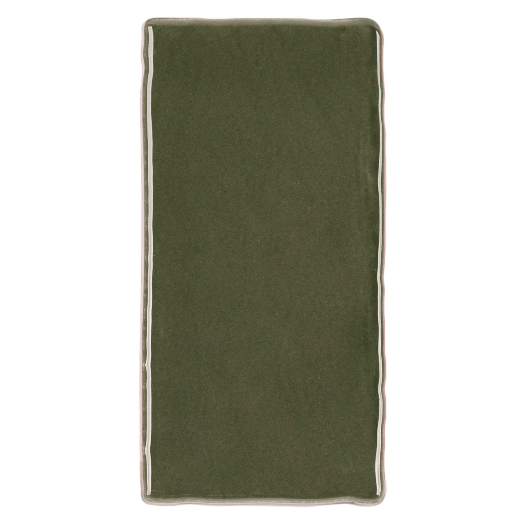 Olive 3x6 Glossy Ceramic Tile Sample in deep green from Ceramic SAMPLES ONLY, globally sourced for your imagination