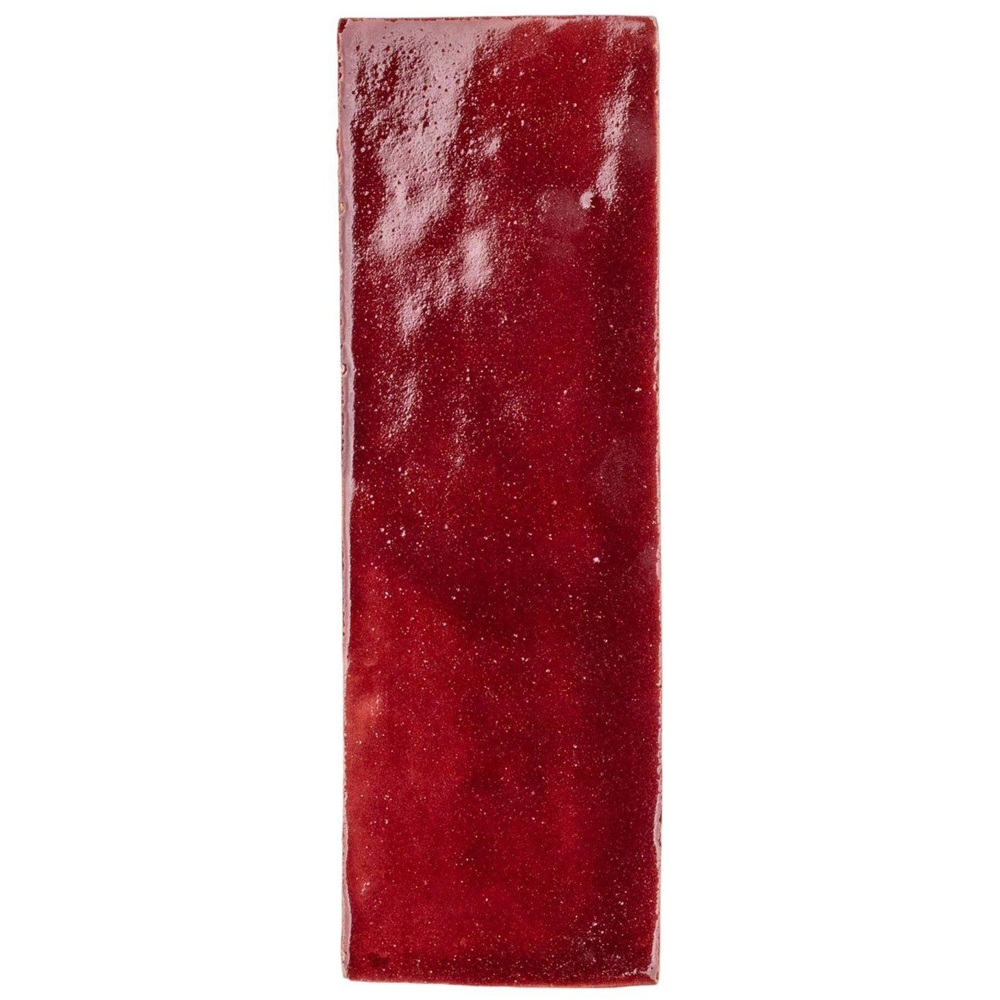 Oxblood 2x6 Glazed Zellige Tile Sample from SAMPLES ONLY collection, ceramic tile with rich red glaze finish.