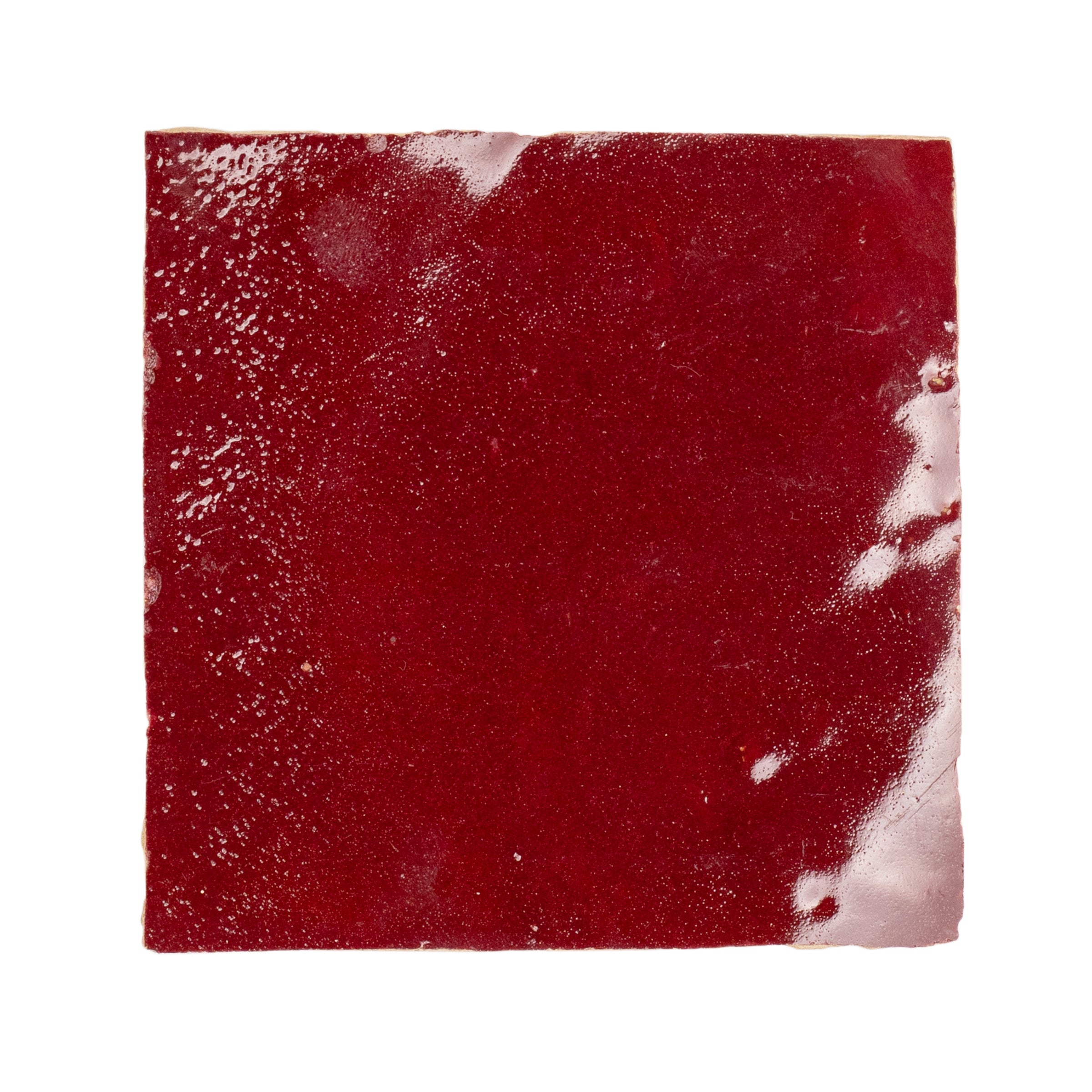 Oxblood 4x4 Glazed Zellige Tile Sample from SAMPLES ONLY collection with rich glazed ceramic surface.