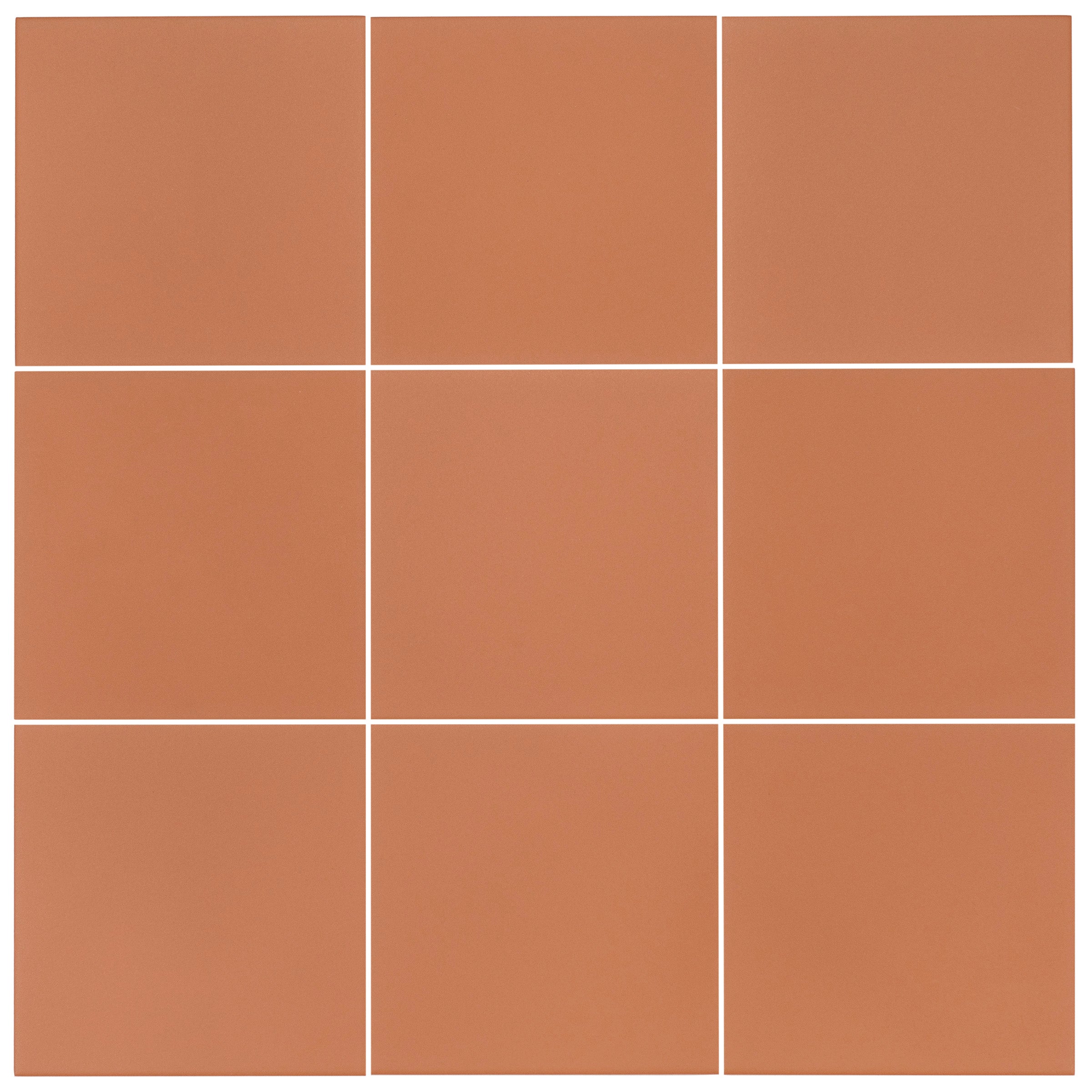 Colorblock Porcelain Tile in matte orange with a clean 3x3 grid from Small Format Tiles New Arrivals collection
