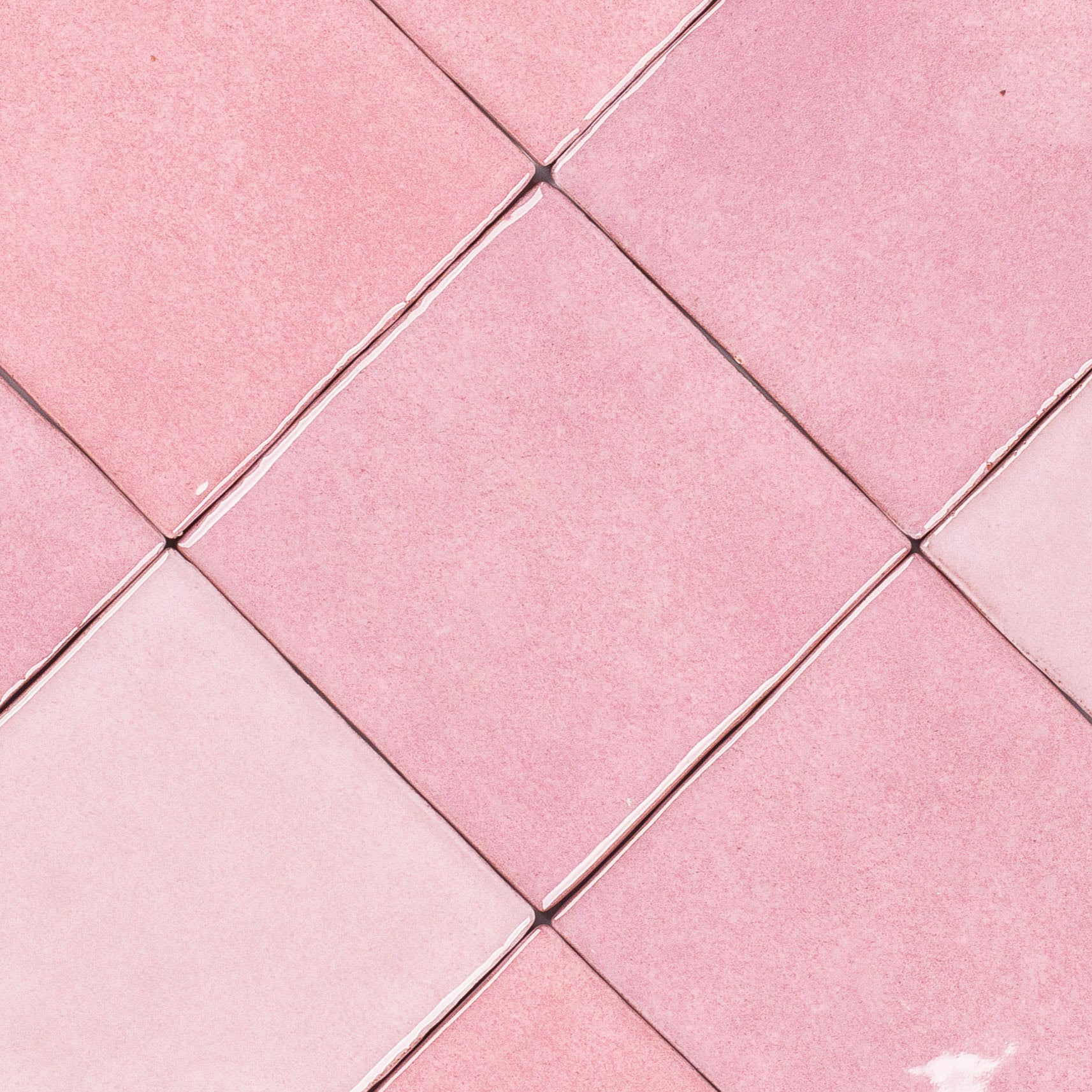 Rose Glossy Ceramic Tile in pink ceramic with handcrafted zellige style from Small Format Tiles and Zel Glazed Ceramic Tiles collections