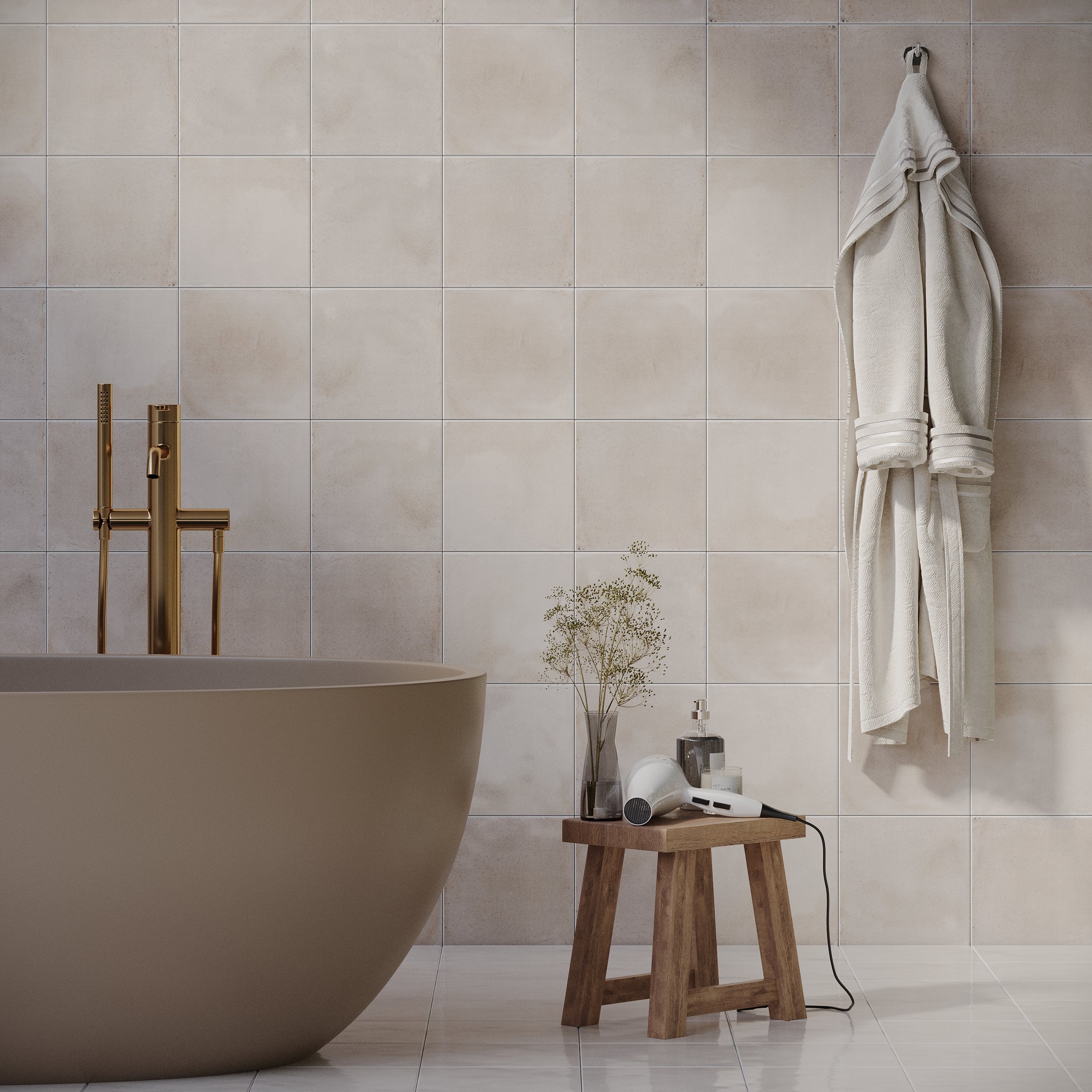 Pearl Gloss Porcelain Tile in soft beige pastel tones with matte finish from Small Format Tiles and Artifacts Porcelain Tile collections