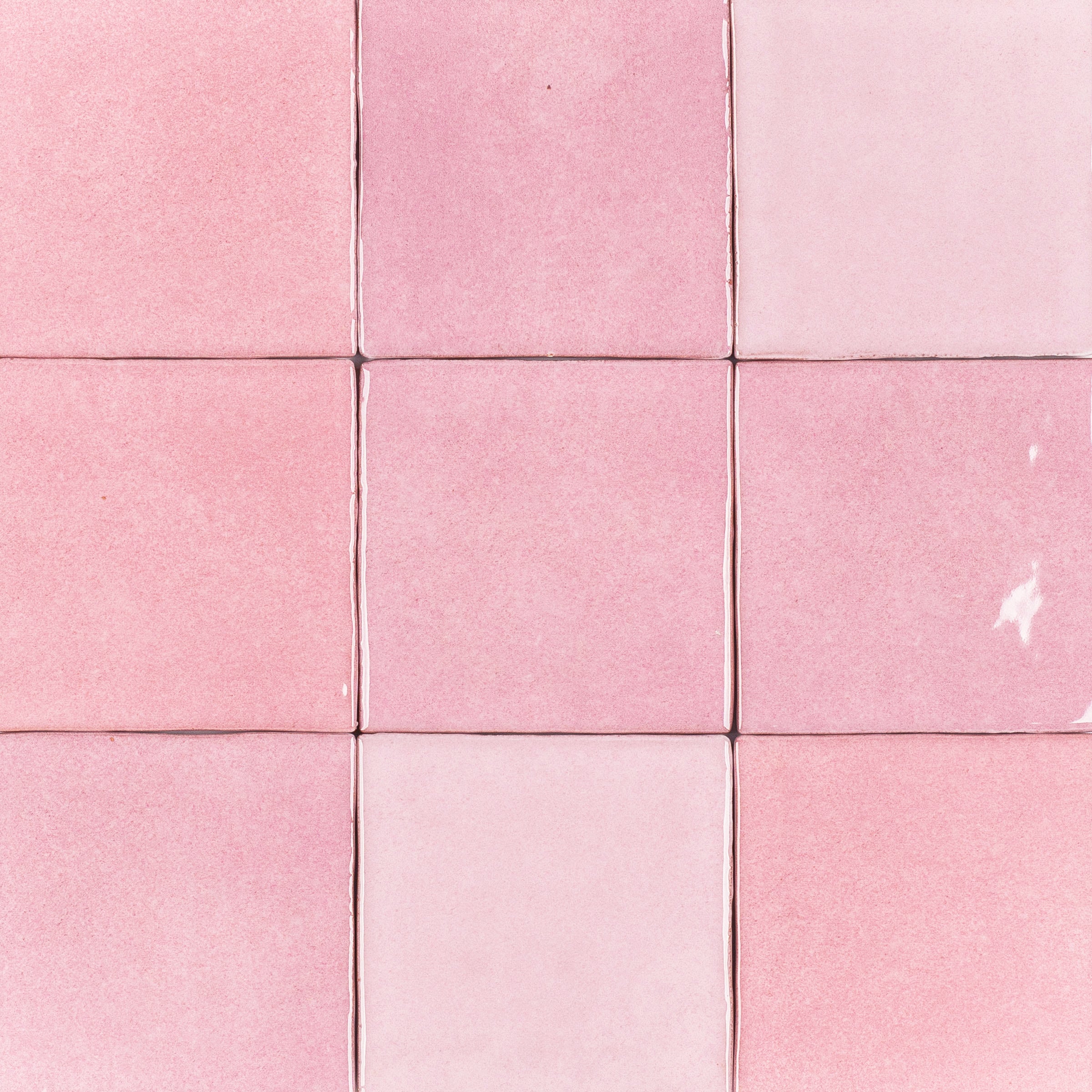 Rose Glossy Ceramic Tile in pink ceramic with varying tones and glossy finish from Small Format Tiles and Zel Glazed Ceramic Tiles collections