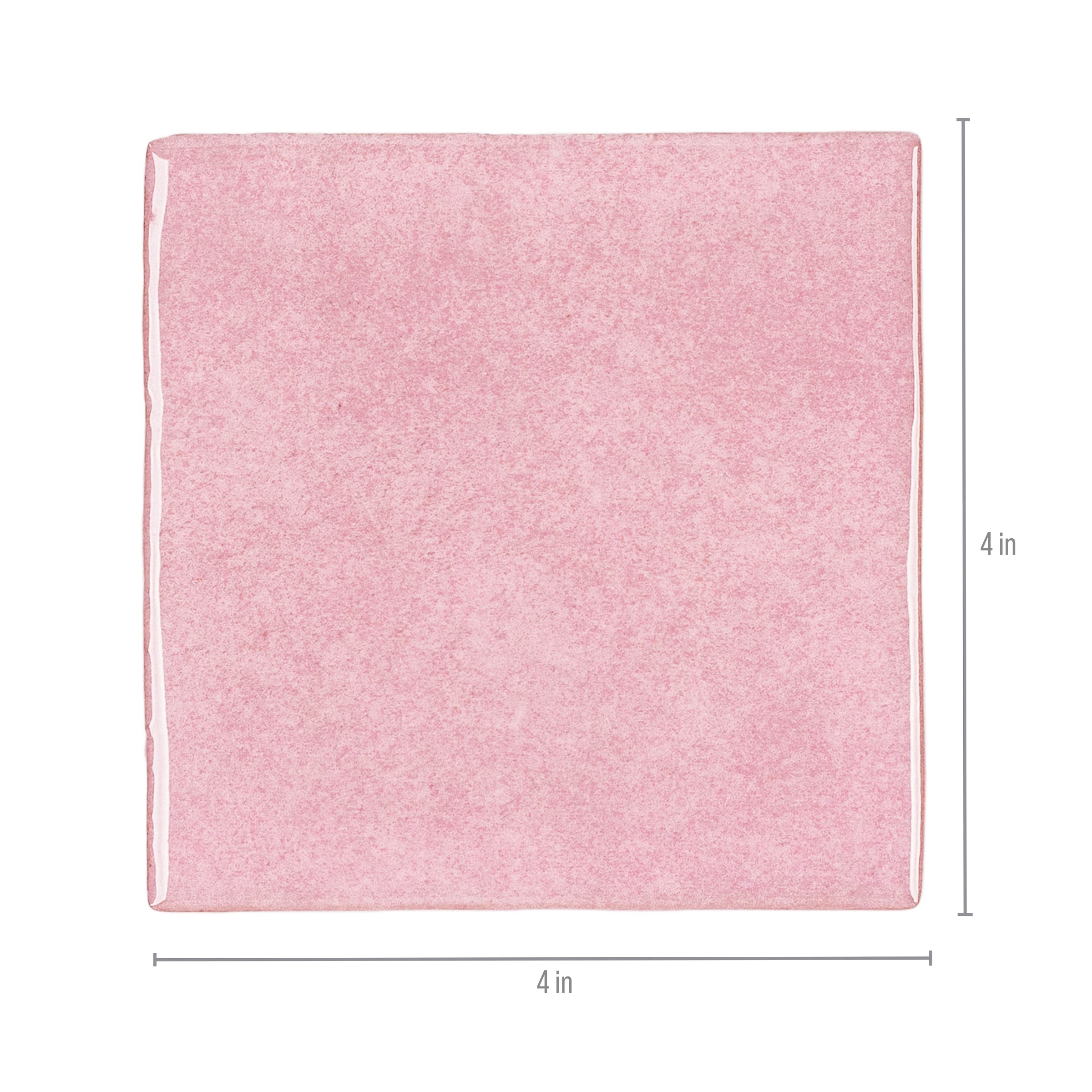 Rose Glossy Ceramic Tile in soft pink ceramic with handcrafted zellige style from Small Format Tiles and Zel Glazed Ceramic Tiles collections