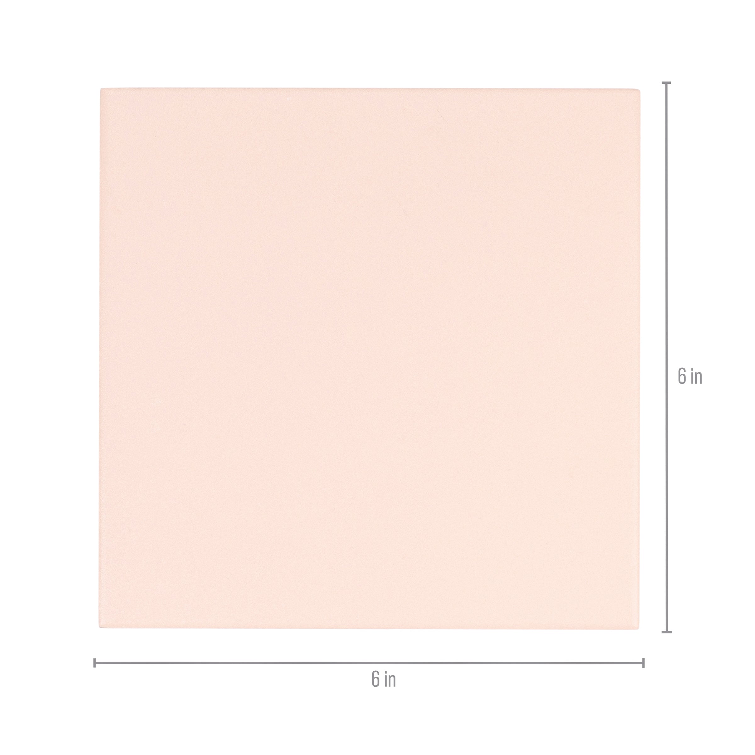 Square porcelain tile in soft powder pink with a smooth matte finish and clean, sharp edges for versatile use