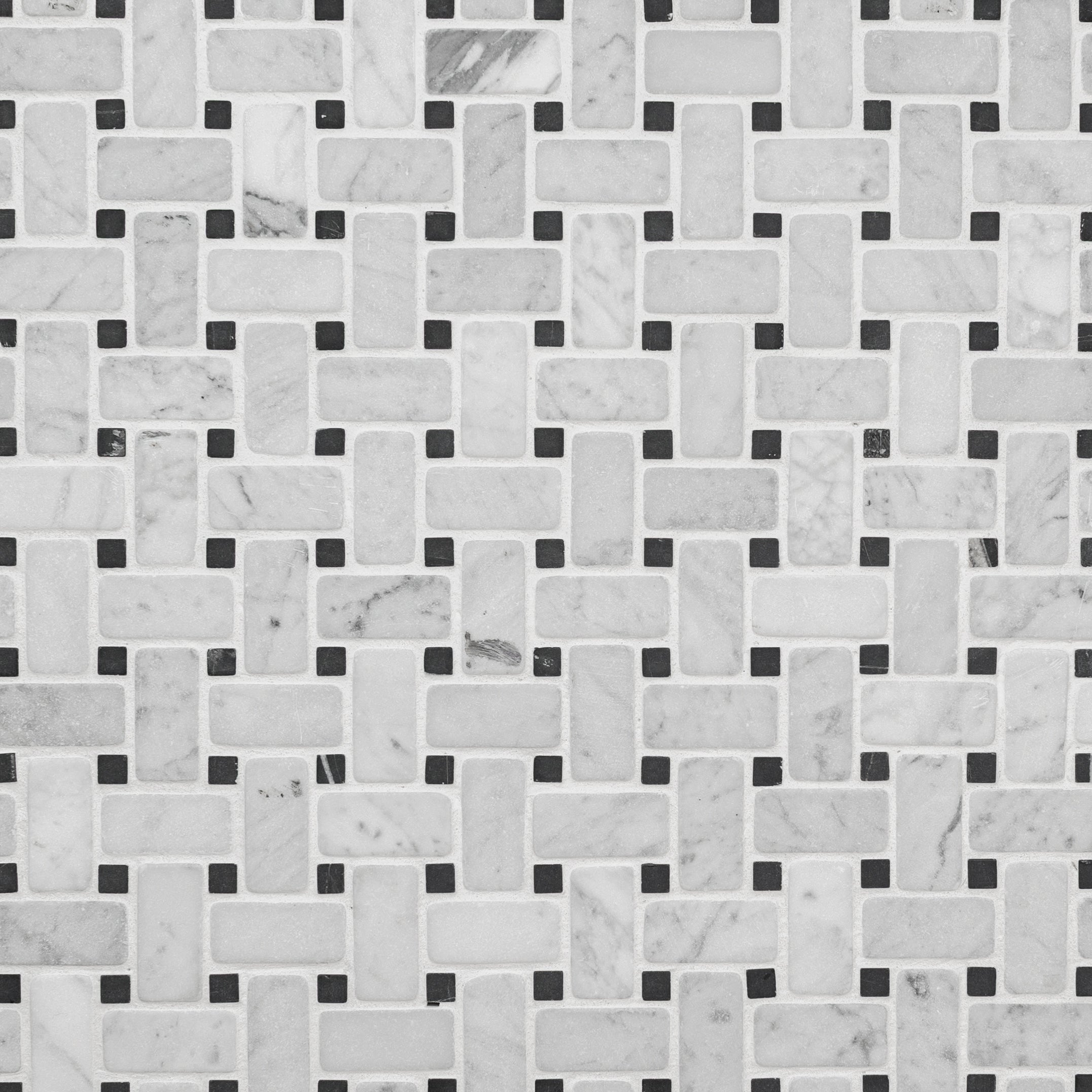 Carrara Tumbled Basketweave Marble Mosaic