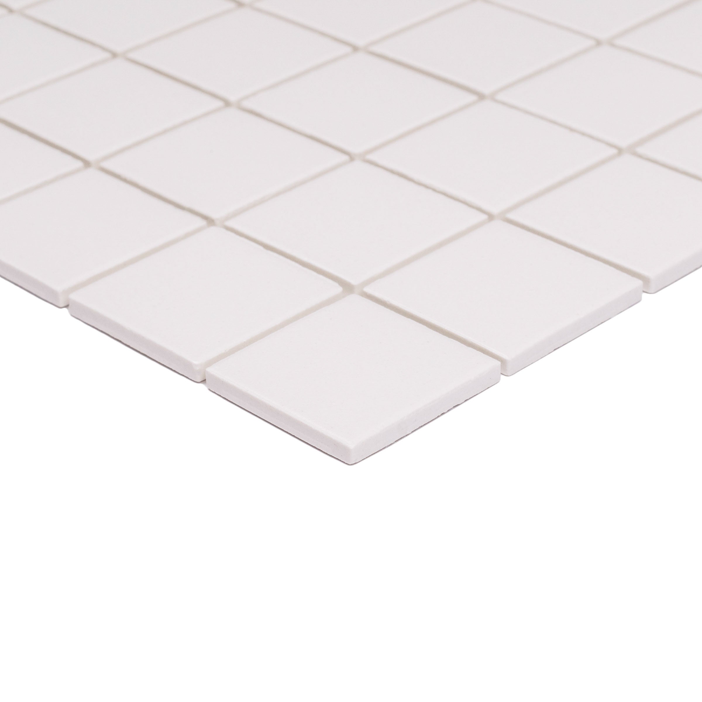 White 2x2 Full Body Porcelain Mosaic Tile Sample from Porcelain collection, large format mosaic tiles design.